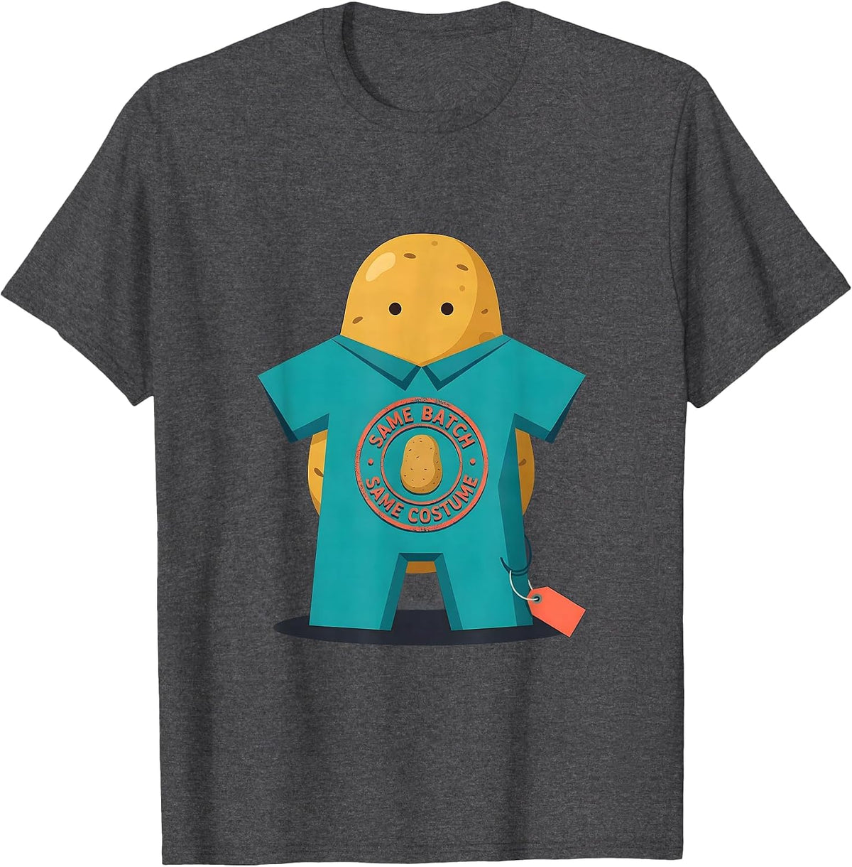 Men's Same Batch, Same Costume Funny Potato Human Costume T-Shirt - Dark Heather Grey