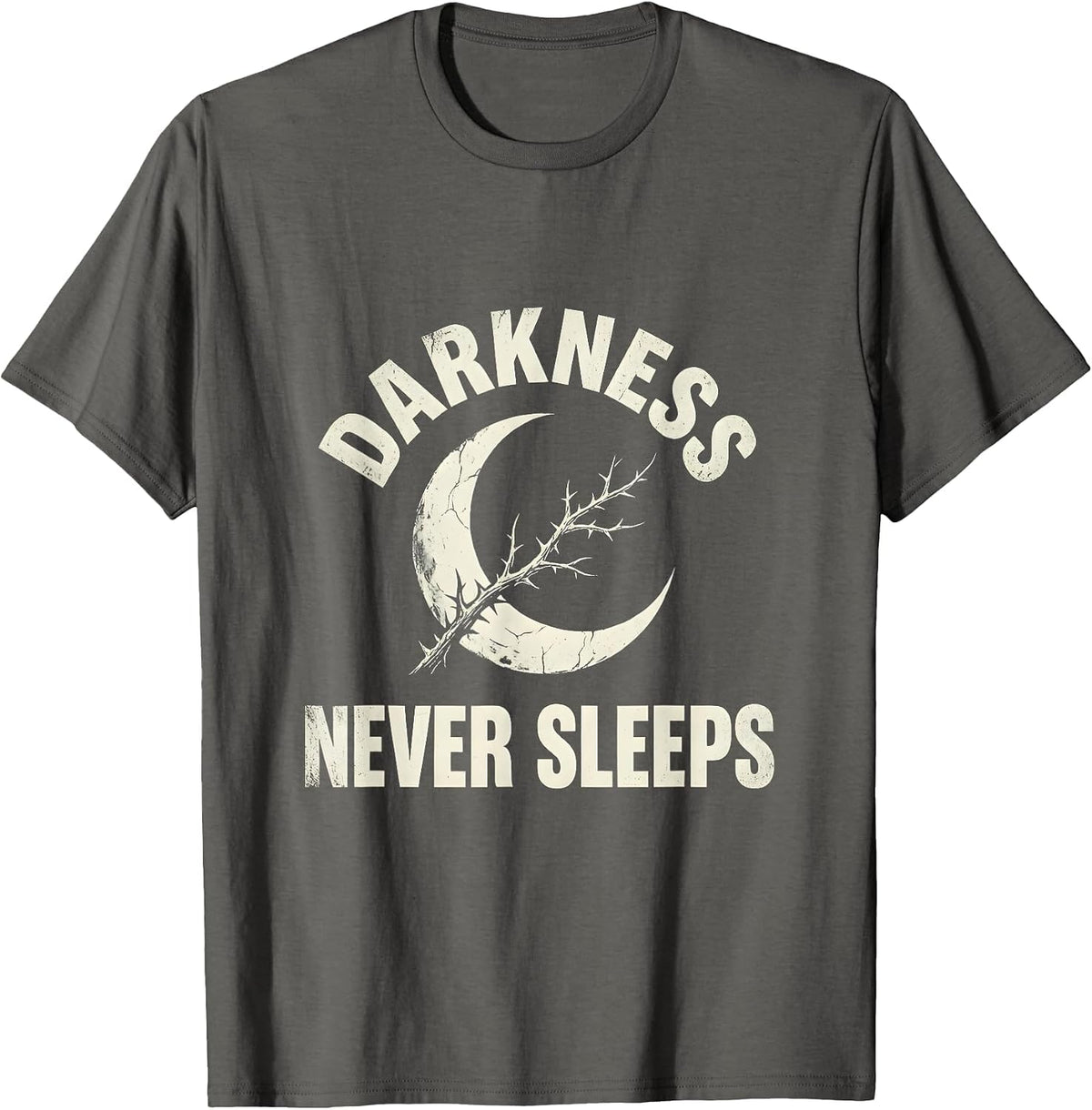 Darkness Never Sleeps Gothic Men's Design T-Shirt - Asphalt Grey
