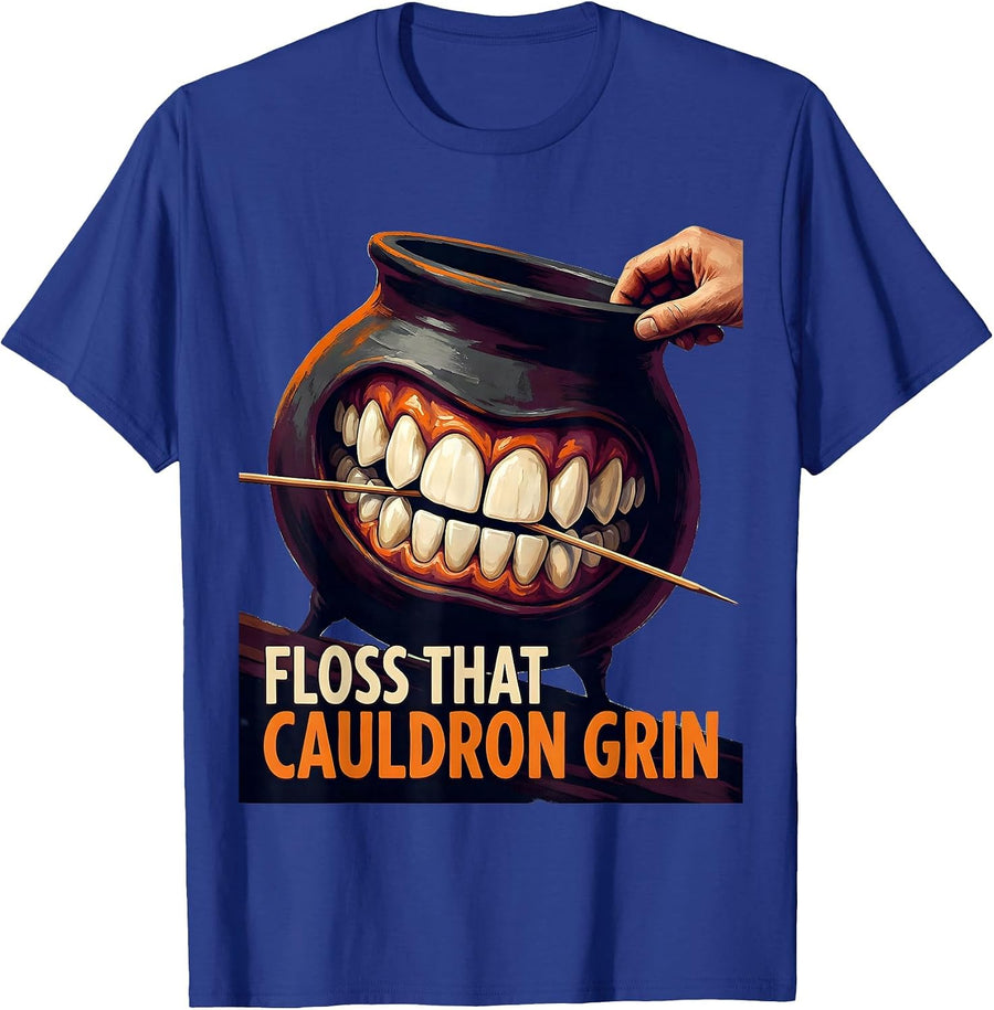Floss That Cauldron Grin Funny Dental Hygienist Halloween T-Shirt - Royal Blue