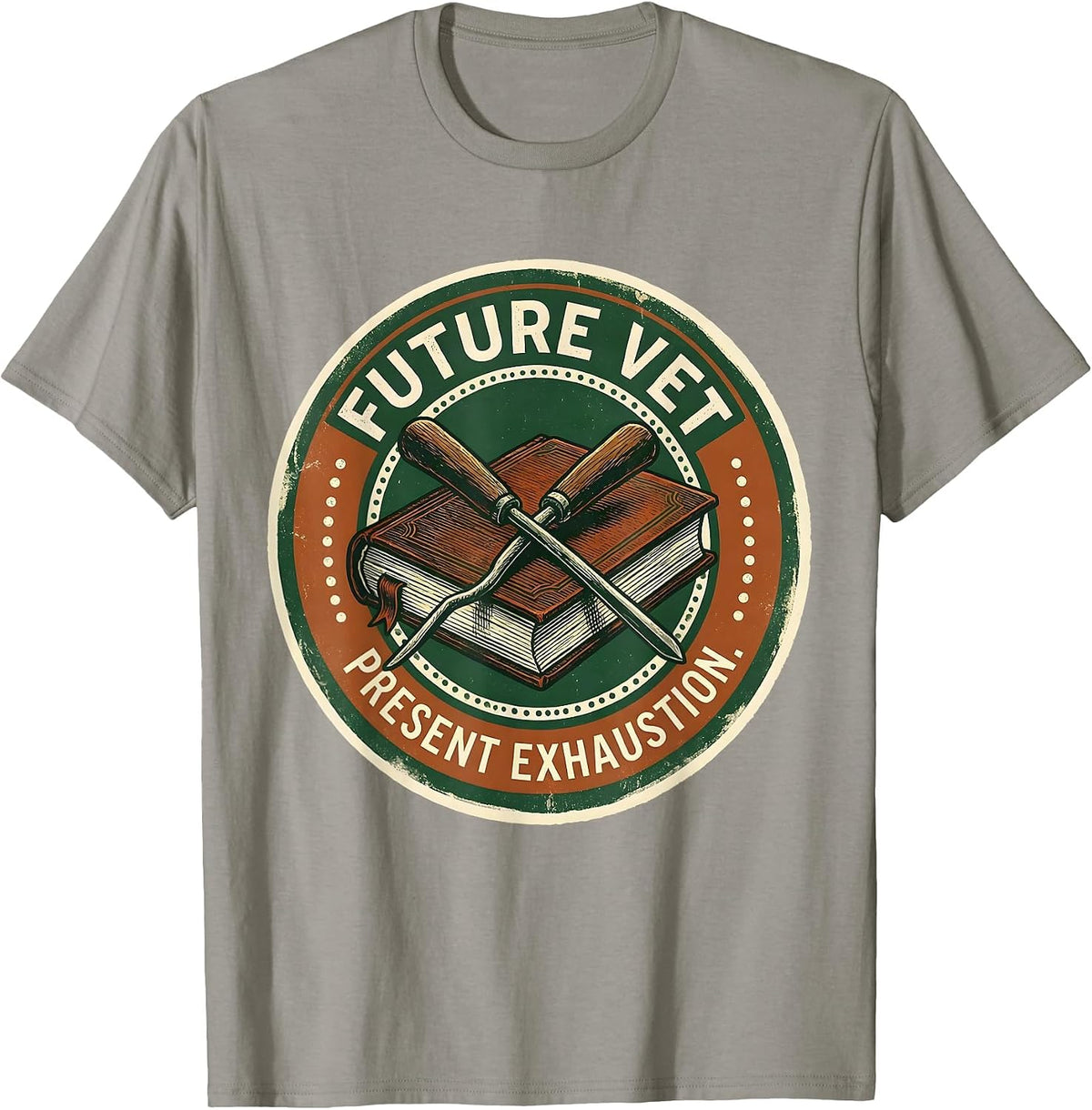 Men's Future Vet Present Exhaustion Funny Veterinarian Vet Tech T-Shirt - Slate Grey
