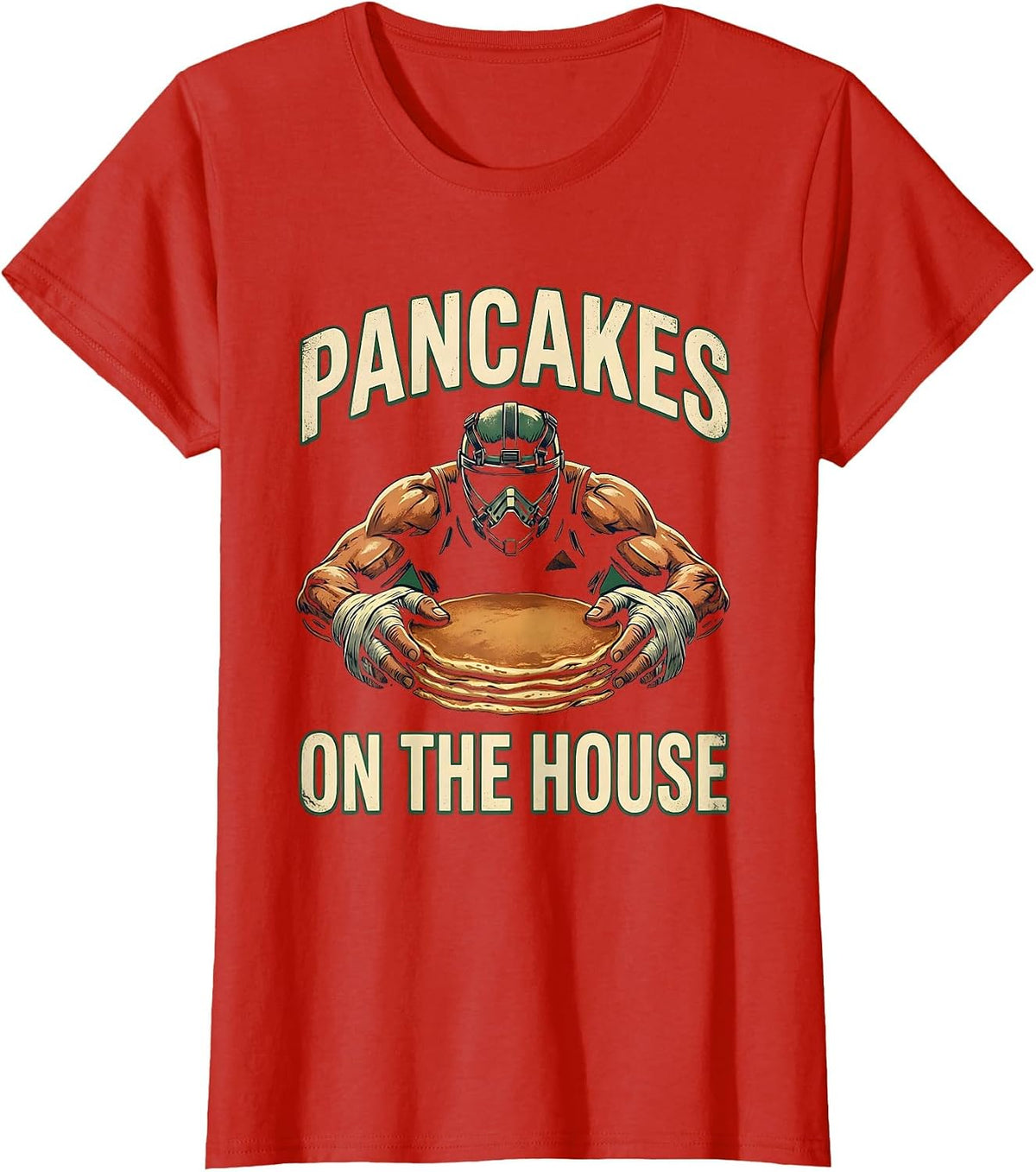 Pancakes On The House Vintage Football Lineman Game-Day T-Shirt - Red
