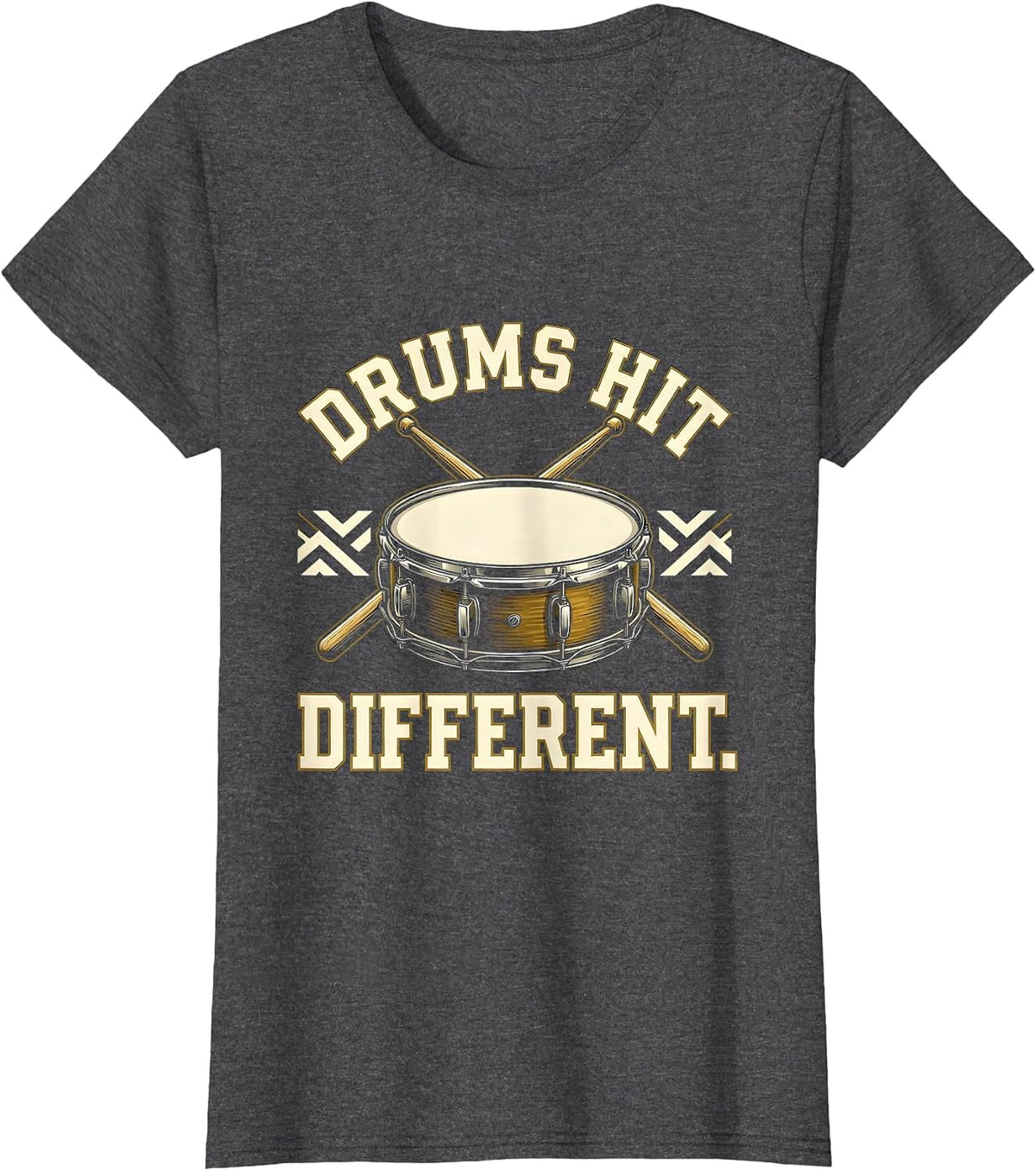 Women's Drums Hit Different Drummer Music Design T-Shirt - Dark Heather Grey