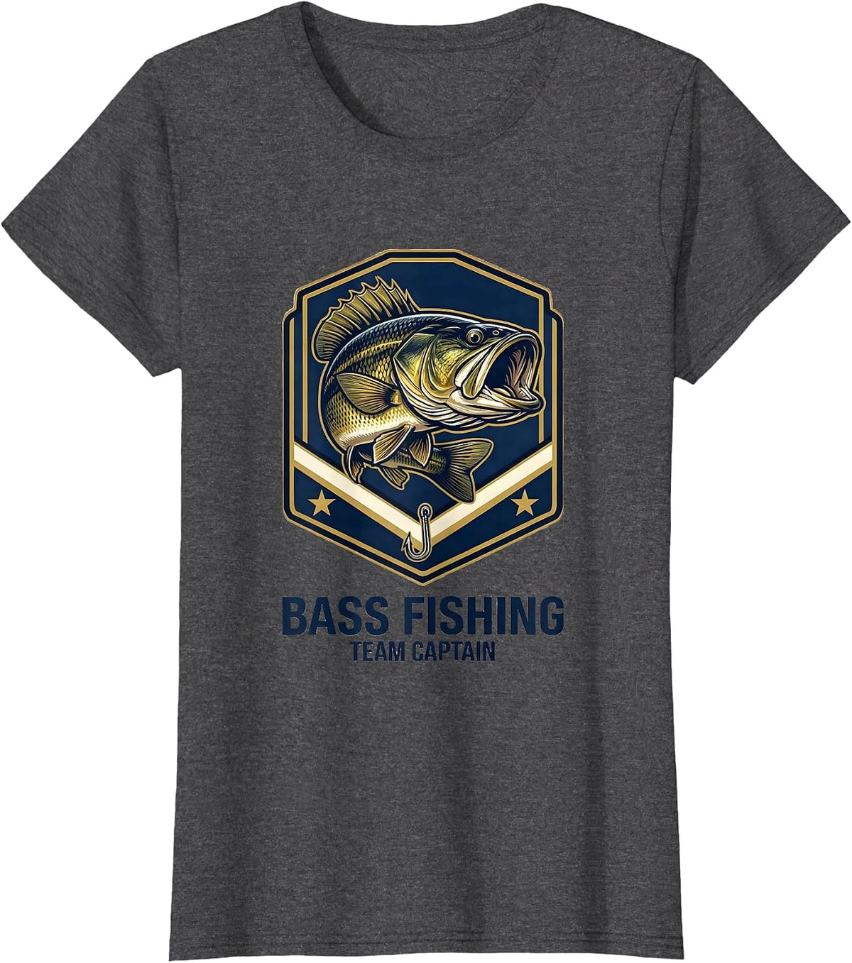 Women's Bass Fishing Team Captain Funny Fishing Humor T-Shirt - Dark Heather Grey
