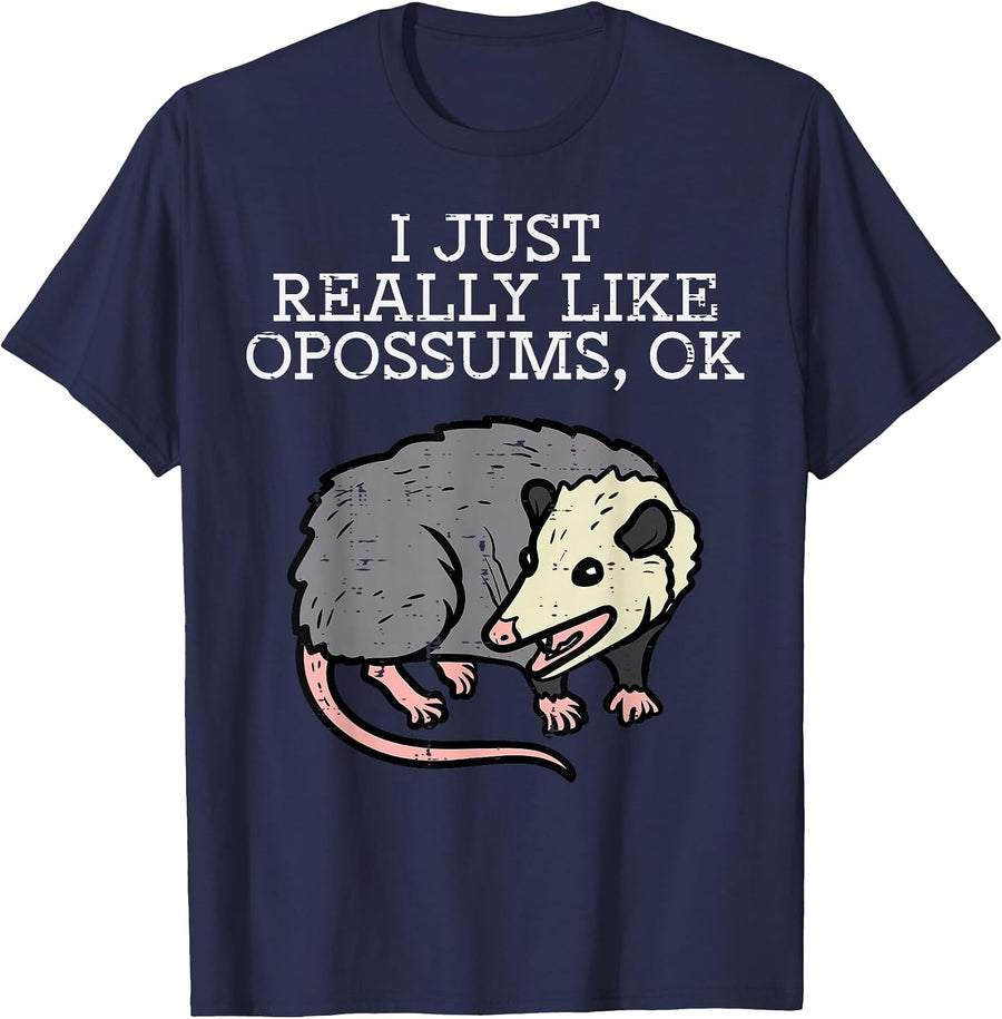 I Just Really Like Opossums Ok Funny Possum Men Women Kids T-Shirt - Navy Blue