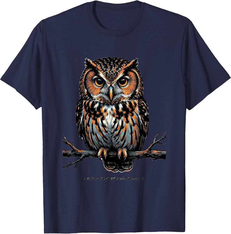 Northern Pygmy Owls Are My Favorite Funny Owl Lover Retro T-Shirt - Navy Blue