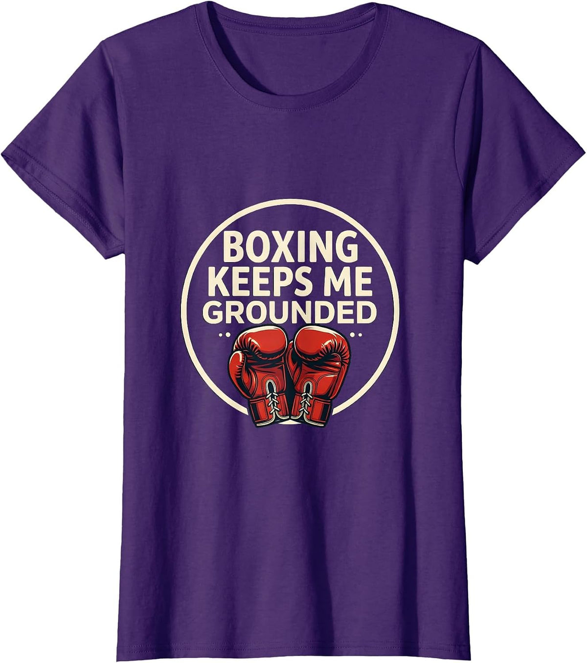 Women's Boxing Keeps Me Grounded Vintage Athletic Boxing Fan Gift T-Shirt - Purple