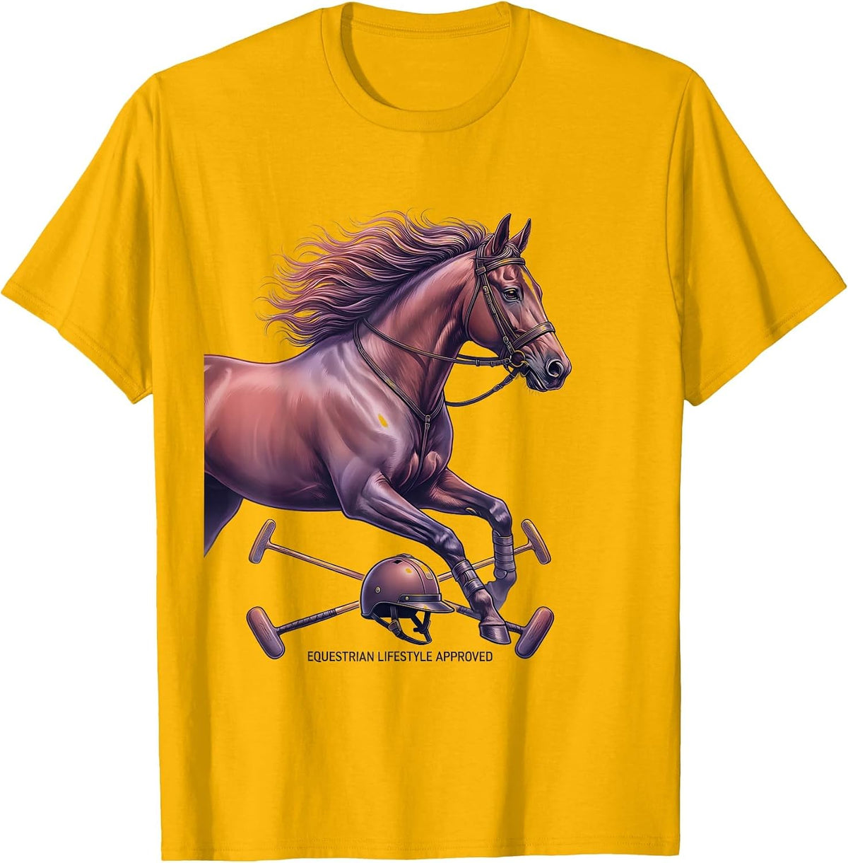 Equestrian Lifestyle Approved Preppy Design T-Shirt - Golden Yellow