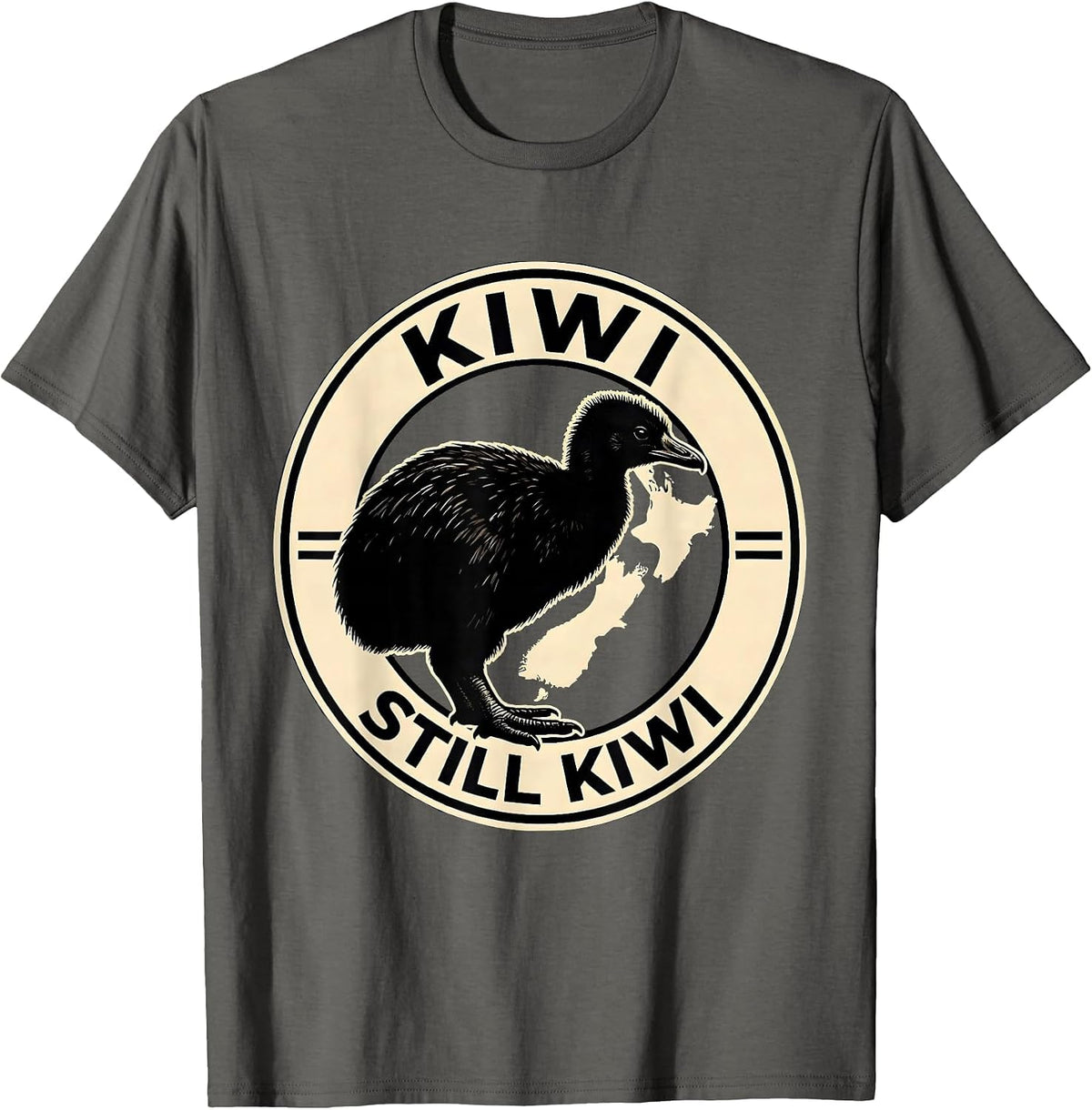 Kiwi Still Kiwi Patriotic New Zealand Map Rugby Haka Pride T-Shirt - Asphalt Grey