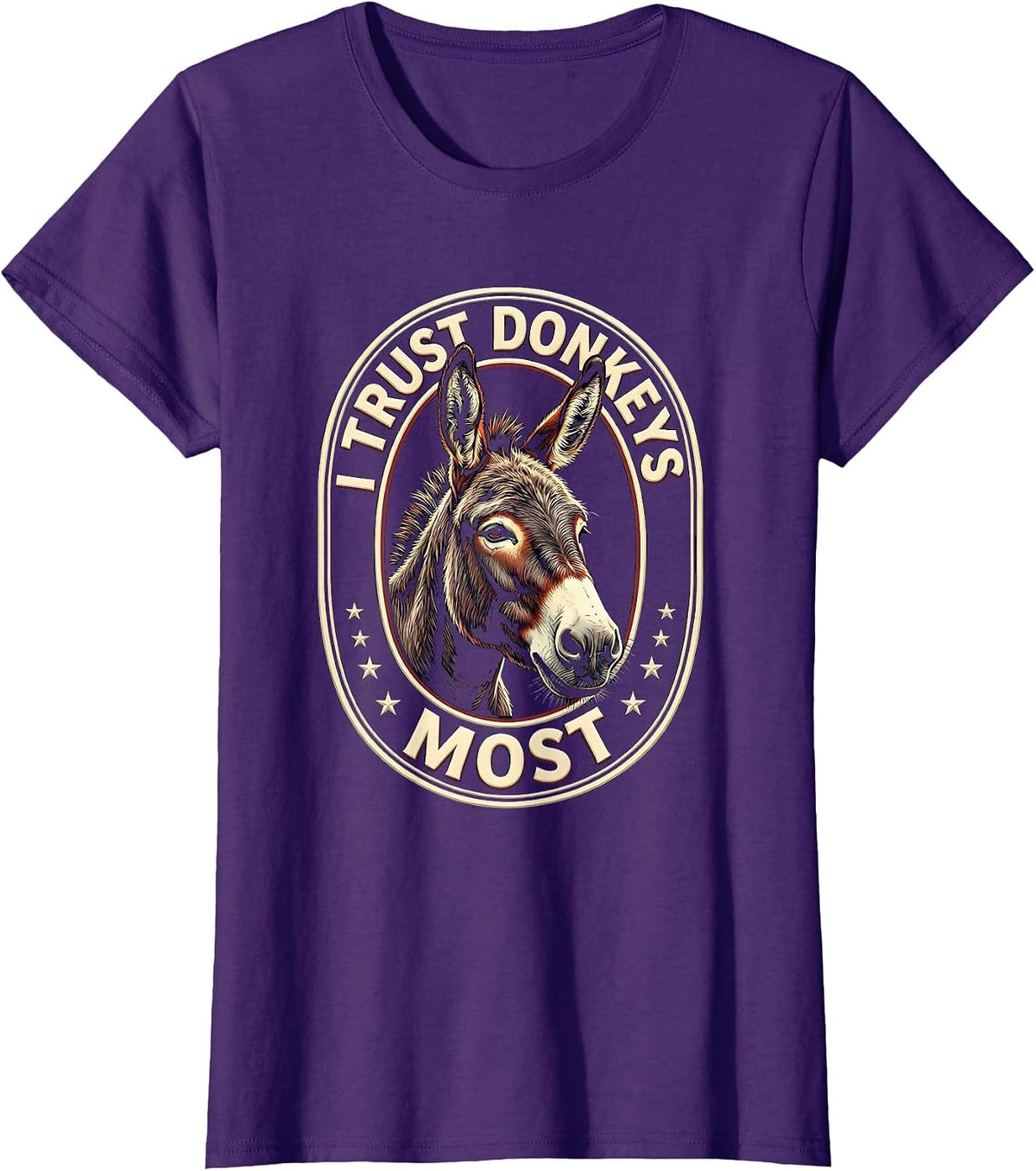Women's I Trust Donkeys Most Funny Vintage Donkey Farm Animal Humor T-Shirt - Purple