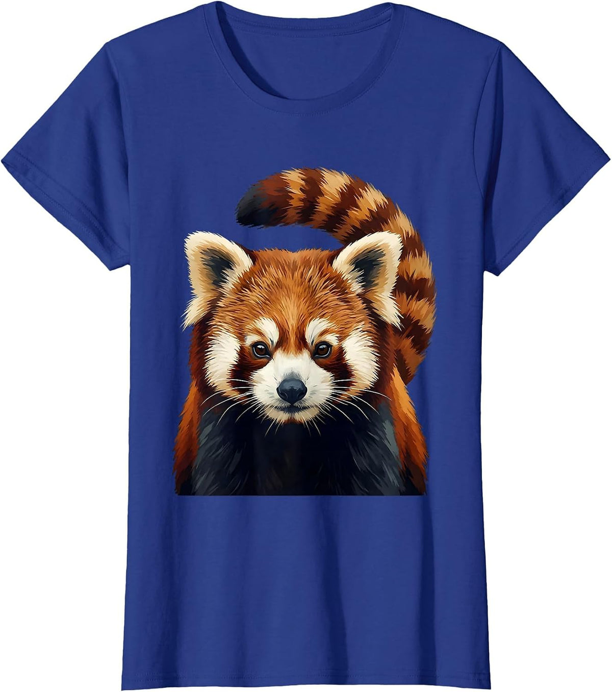 Women's Red Panda Portrait Wildlife Art Animal Lover Gift T-Shirt - Royal Blue