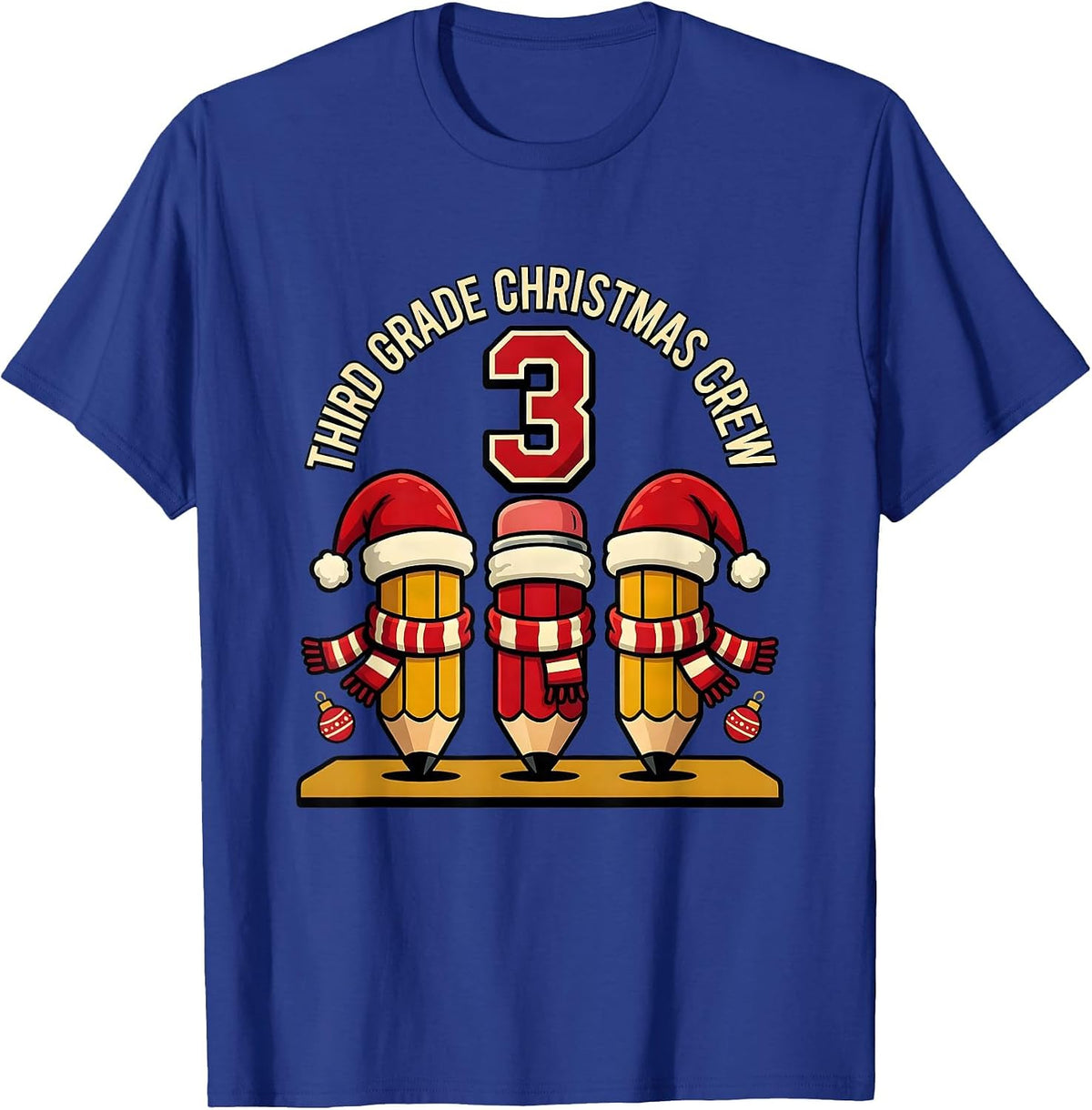 Men's Third Grade Christmas Crew Funny Teacher Holiday Squad T-Shirt - Royal Blue