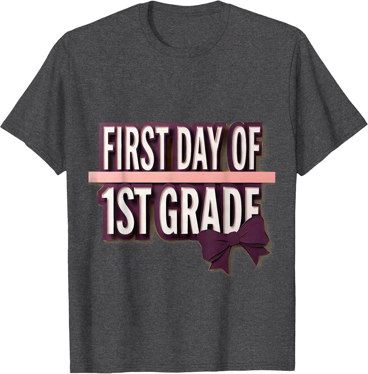 Men's First Day Of 1st Grade Coquette Bow Back To School Girly T-Shirt - Dark Heather Grey