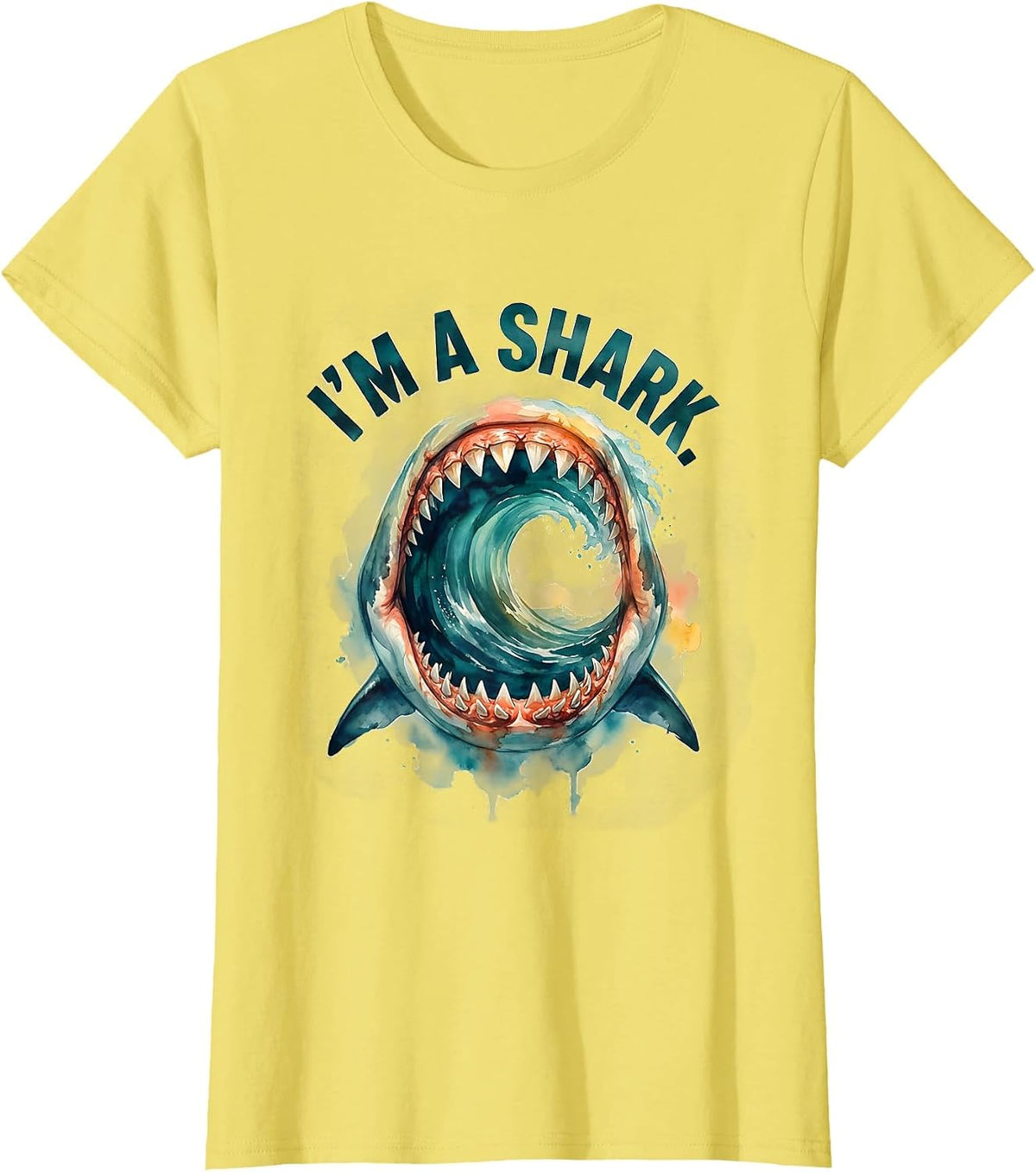 I'm A Shark Watercolor Shark Jaw Halloween Costume T-Shirt - Lemon Yellow