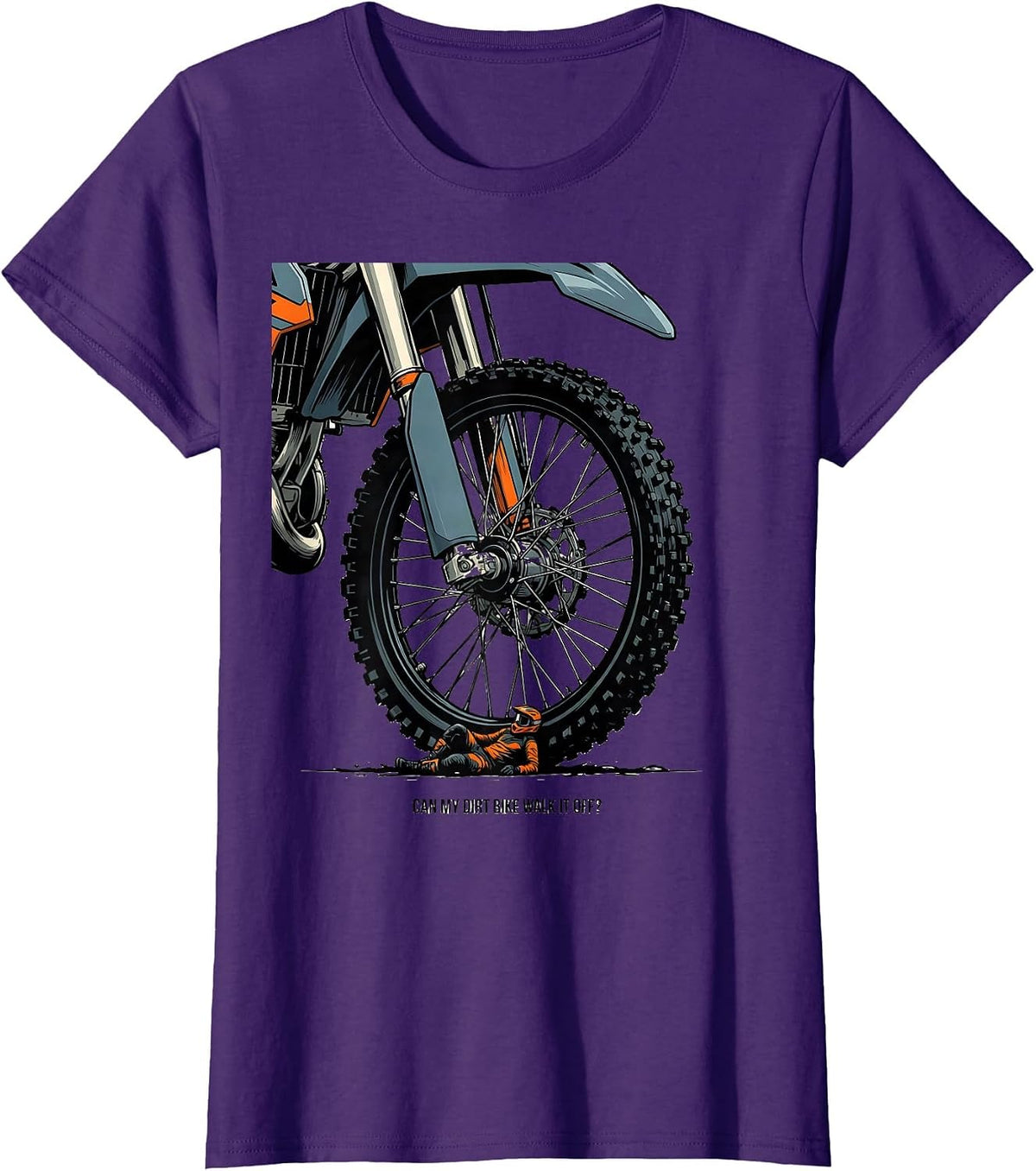 Women's Can My Dirt Bike Walk It Off Funny Motocross Dirt Bike Rider T-Shirt - Purple