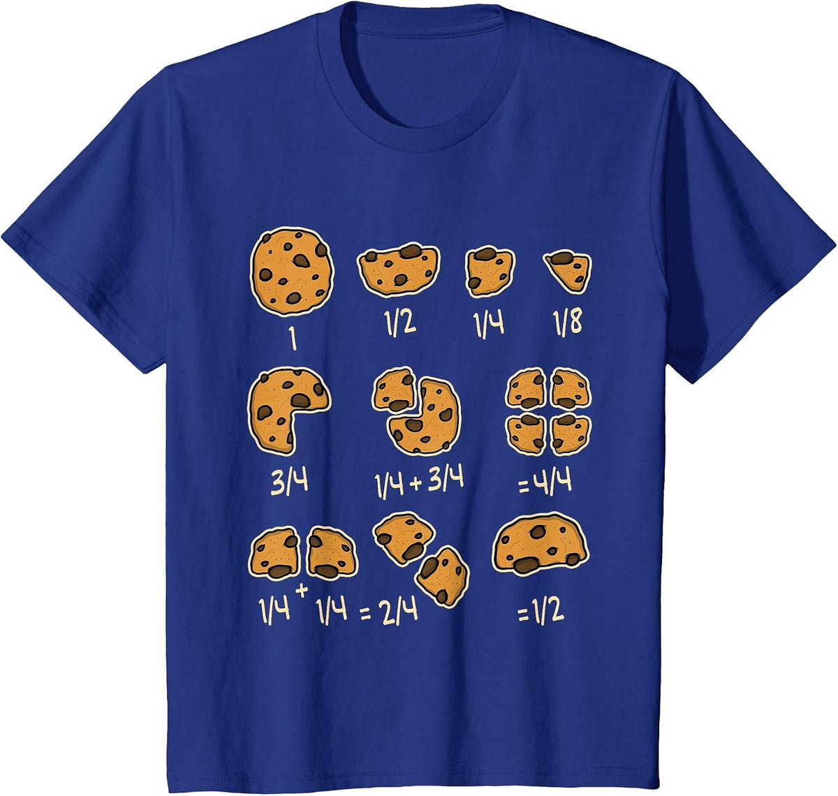 Chocolate Cookie Quick Math Fraction Math Teachers T-Shirt - Royal Blue