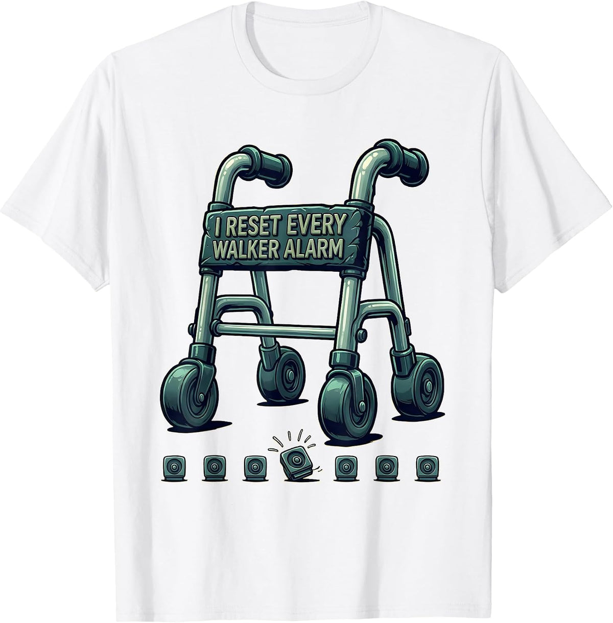 Men's I Reset Every Walker Alarm Funny Physical Therapist PT OT T-Shirt - White