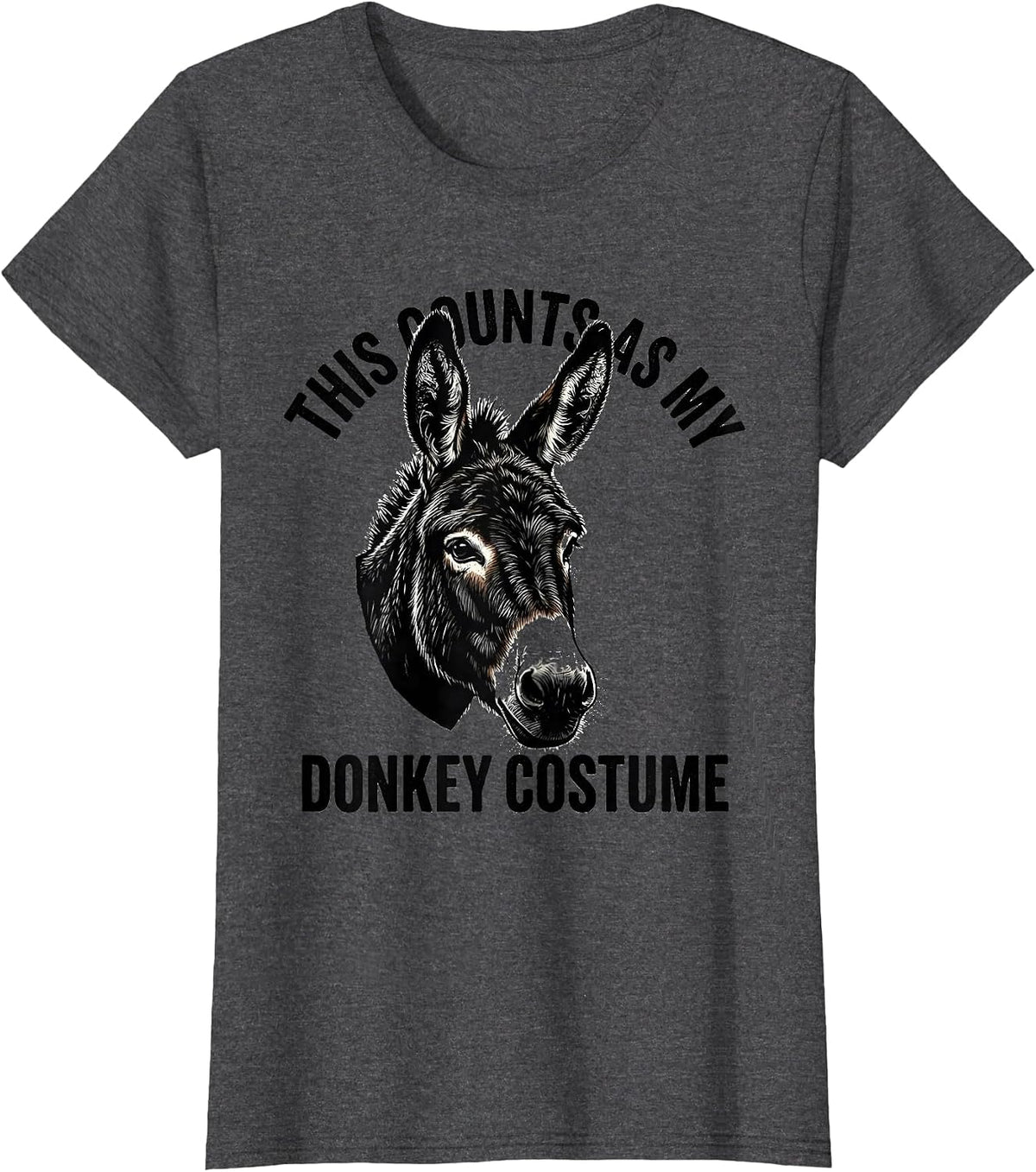 Women's This Counts As My Donkey Costume Funny Halloween Animal Face T-Shirt - Dark Heather Grey