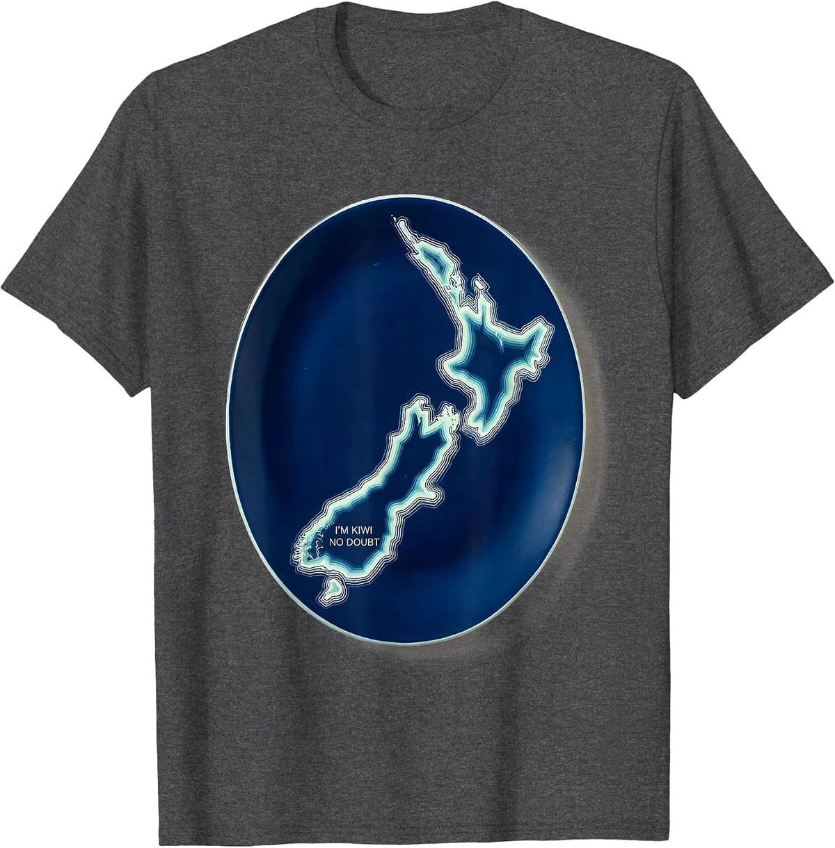 I'm Kiwi No Doubt Cyanotype Kiwi Map Rugby Haka National T-Shirt - Dark Heather Grey