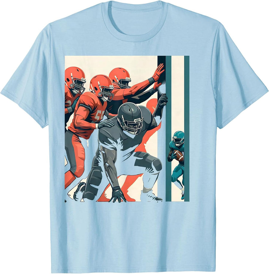 Men's Offensive Lineman Running Lane Football Fan Humor T-Shirt - Baby Blue