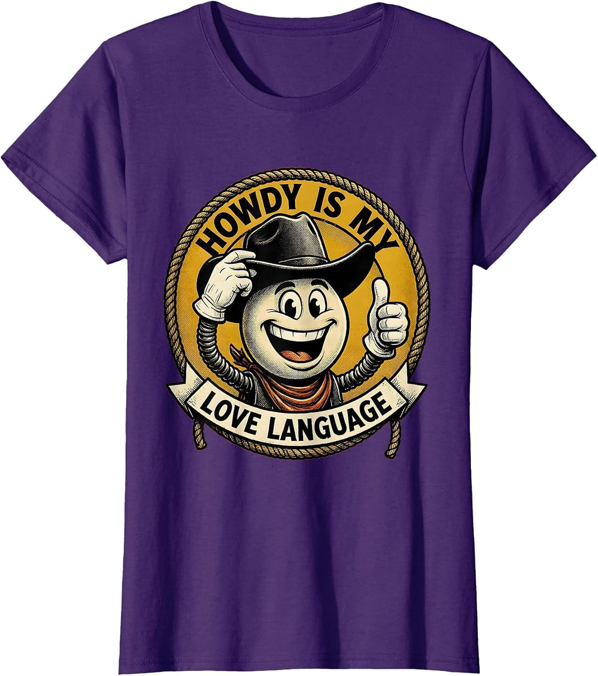 Women's Howdy Is My Love Language Western Design T-Shirt - Purple