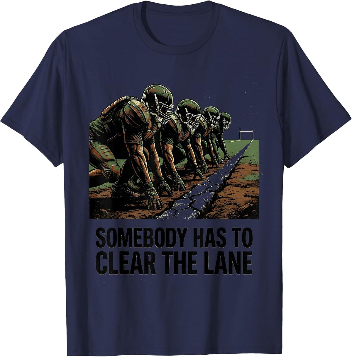 Men's Somebody Has To Clear The Lane Vintage Football Lineman T-Shirt - Navy Blue