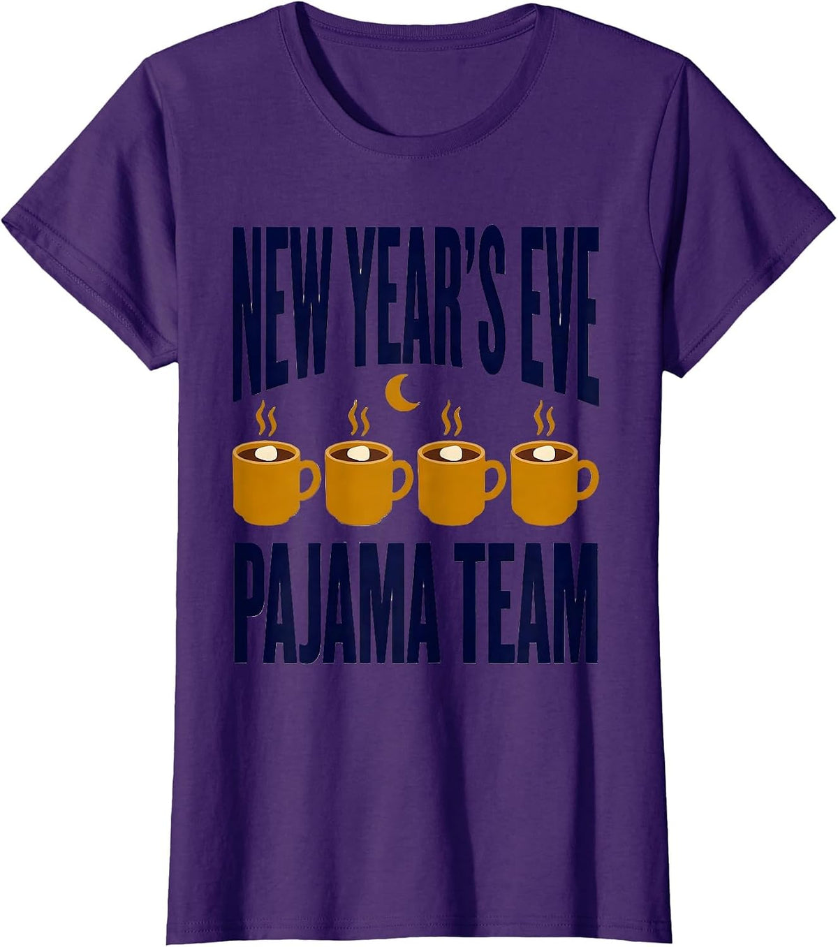 Women's New Year's Eve Pajama Team Funny Matching Family Party Wear T-Shirt - Purple