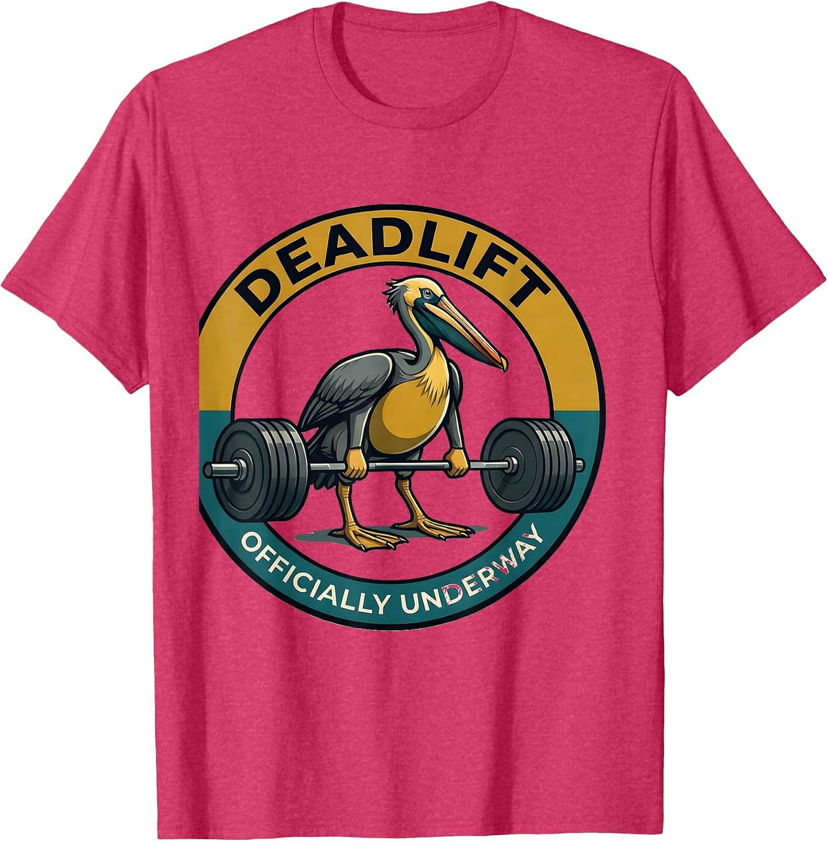 Men's Deadlift Officially Underway Midcentury Modern Gym Humor T-Shirt - Red Heather