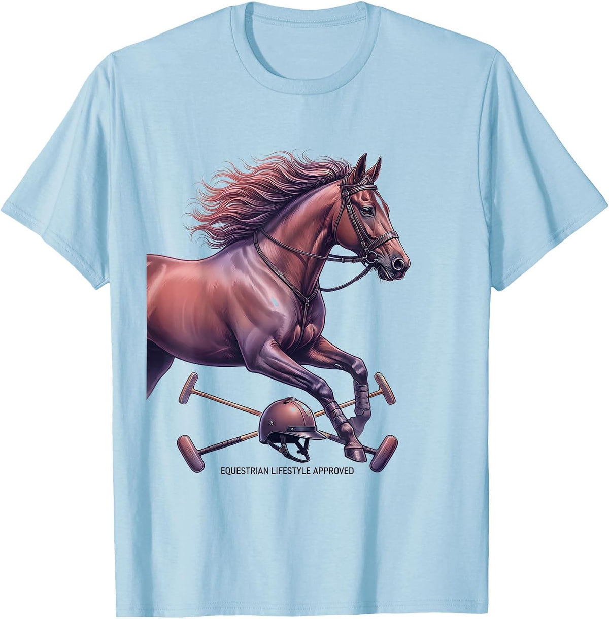 Equestrian Lifestyle Approved Preppy Design T-Shirt - Baby Blue