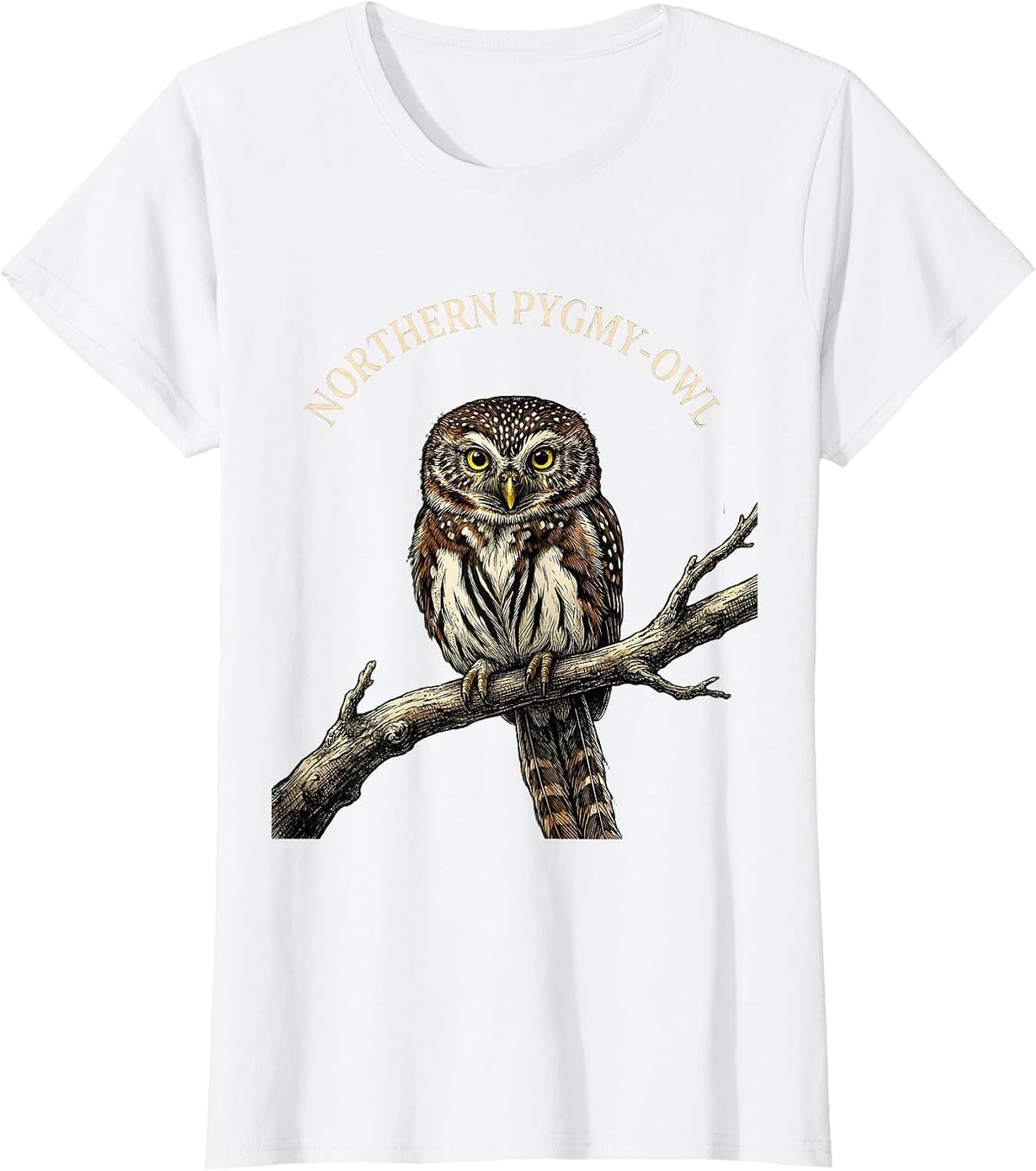 Northern Pygmy-Owl Vintage Owl Lover Bird Enthusiast Humor T-Shirt - White