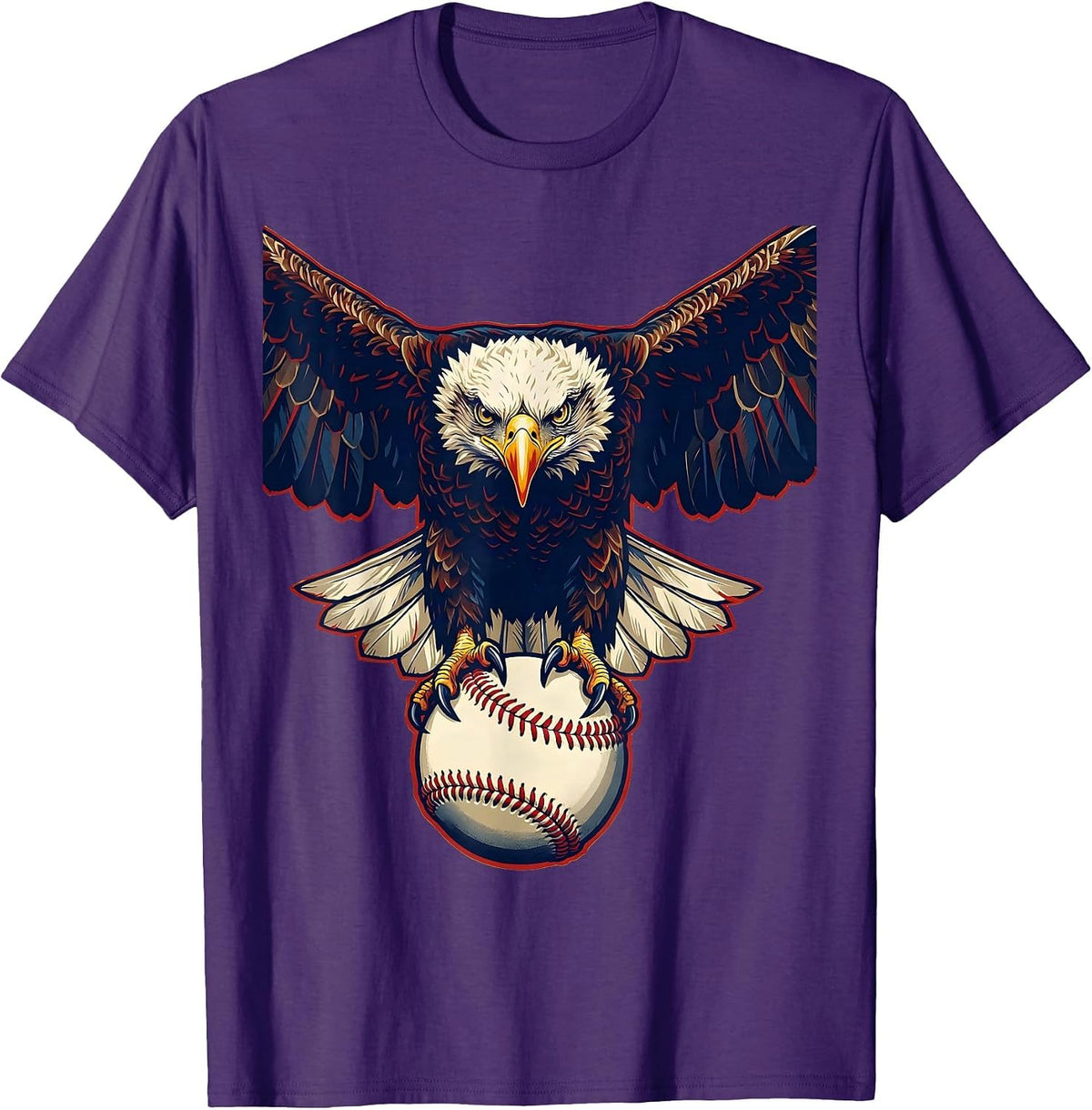 Men's Eagle Clutching Baseball Fierce Talons Graphic T-Shirt - Purple
