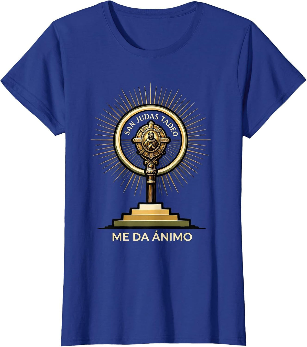 Women's San Judas Tadeo Me Da Ánimo Spanish Faith Gift T-Shirt - Royal Blue