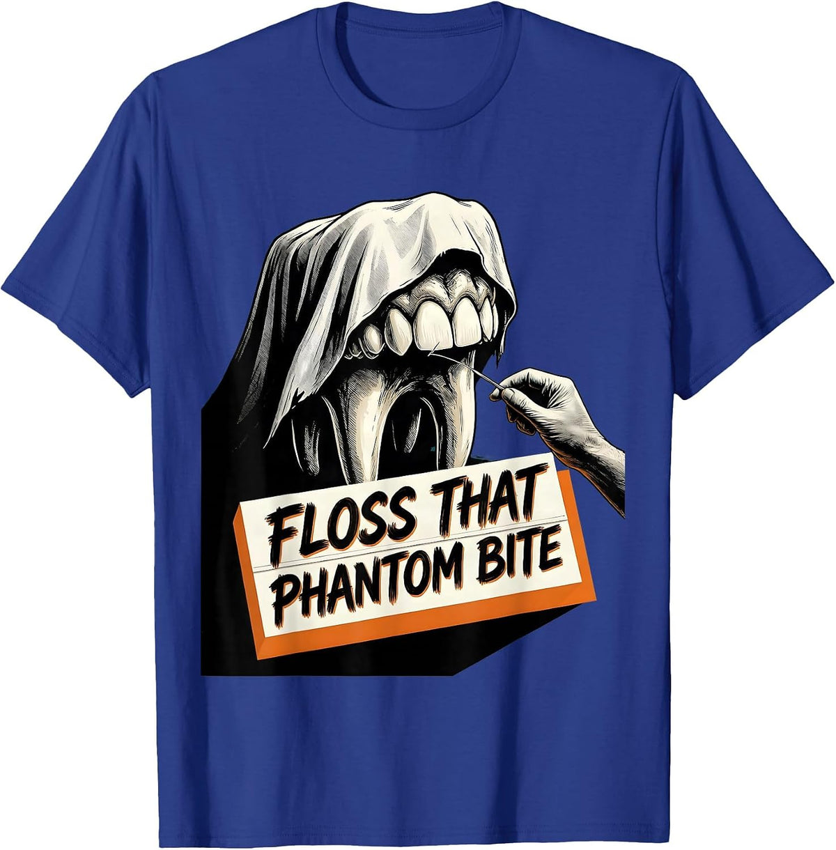 Men's Floss That Phantom Bite Funny Dental Hygienist Halloween T-Shirt - Royal Blue