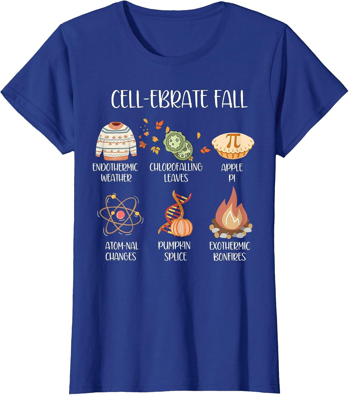 Cel-ebrate Fall Funny Science Teacher Fall Autumn Pumpkin T-Shirt - Royal Blue