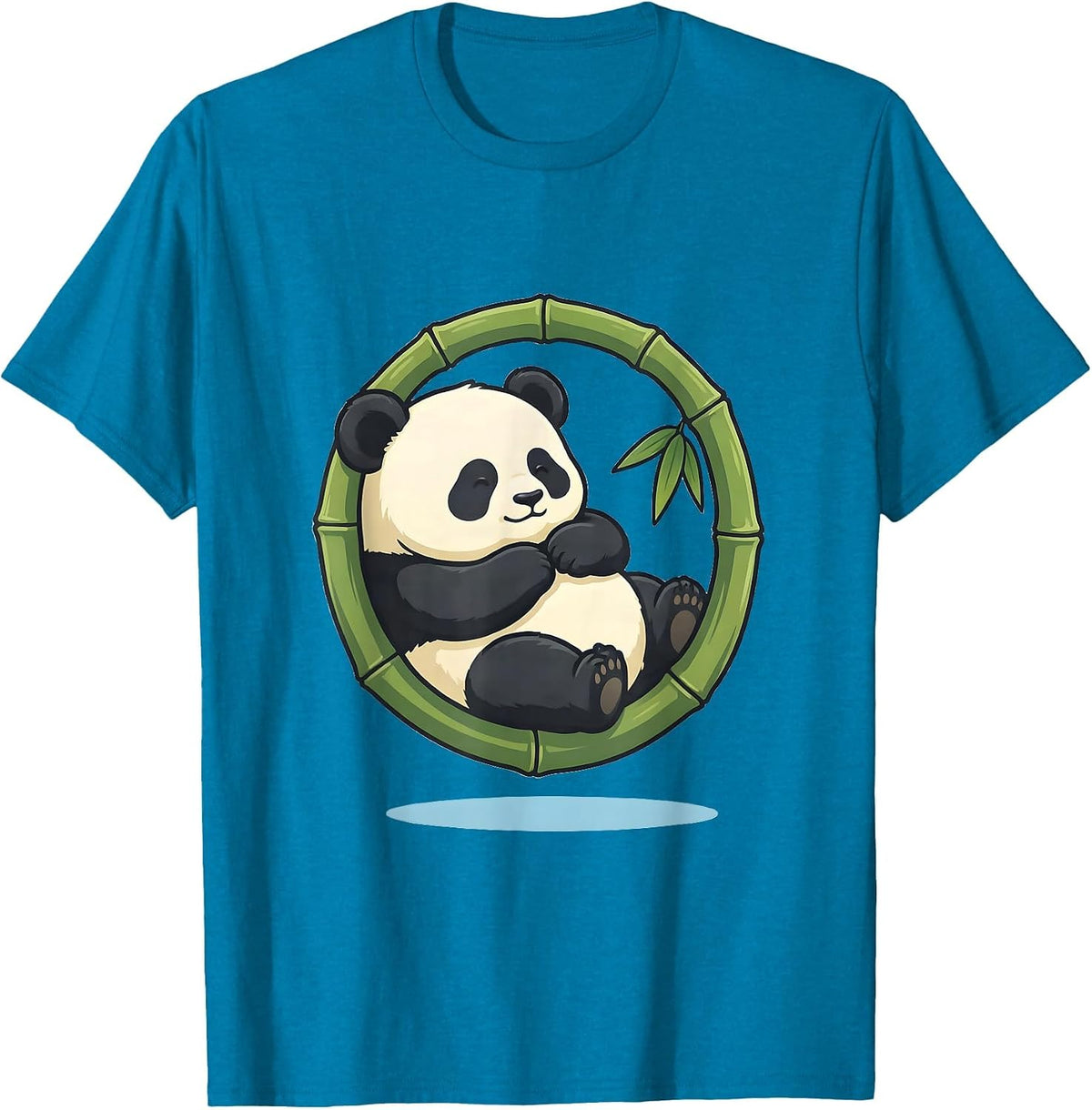 Round Kawaii Panda Cute Animal Lover Gift T-Shirt - Sapphire Blue