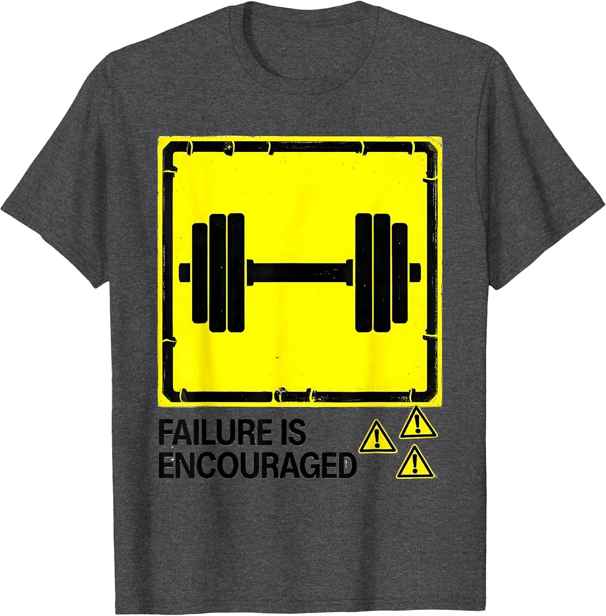 Men's Failure Is Encouraged Funny Gym Workout Weightlifting Humor T-Shirt - Dark Heather Grey