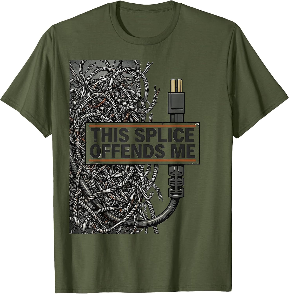 This Splice Offends Me Funny Electrician Gift T-Shirt - Olive Green