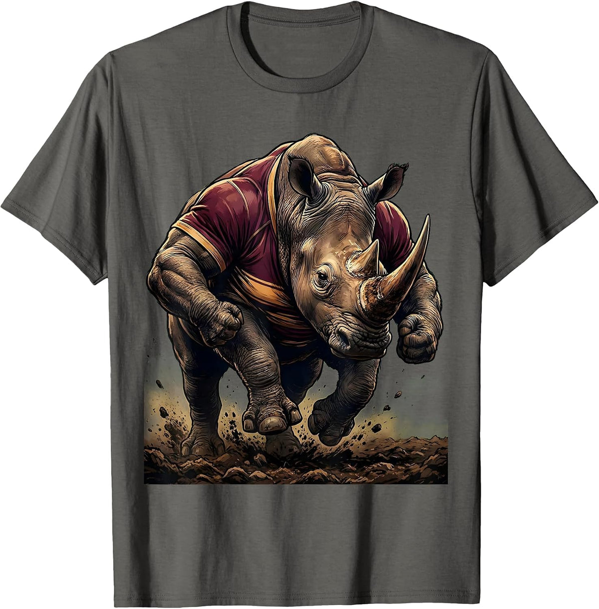 Rhino Rugby Charge Graphic Tee T-Shirt - Asphalt Grey