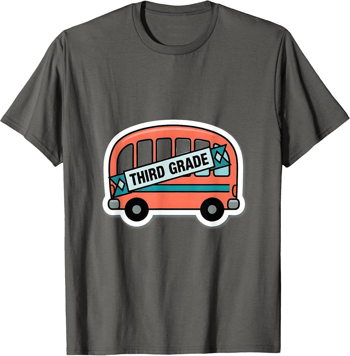 Third Grade Cute Preppy Girls Back To School Sticker Style T-Shirt - Asphalt Grey