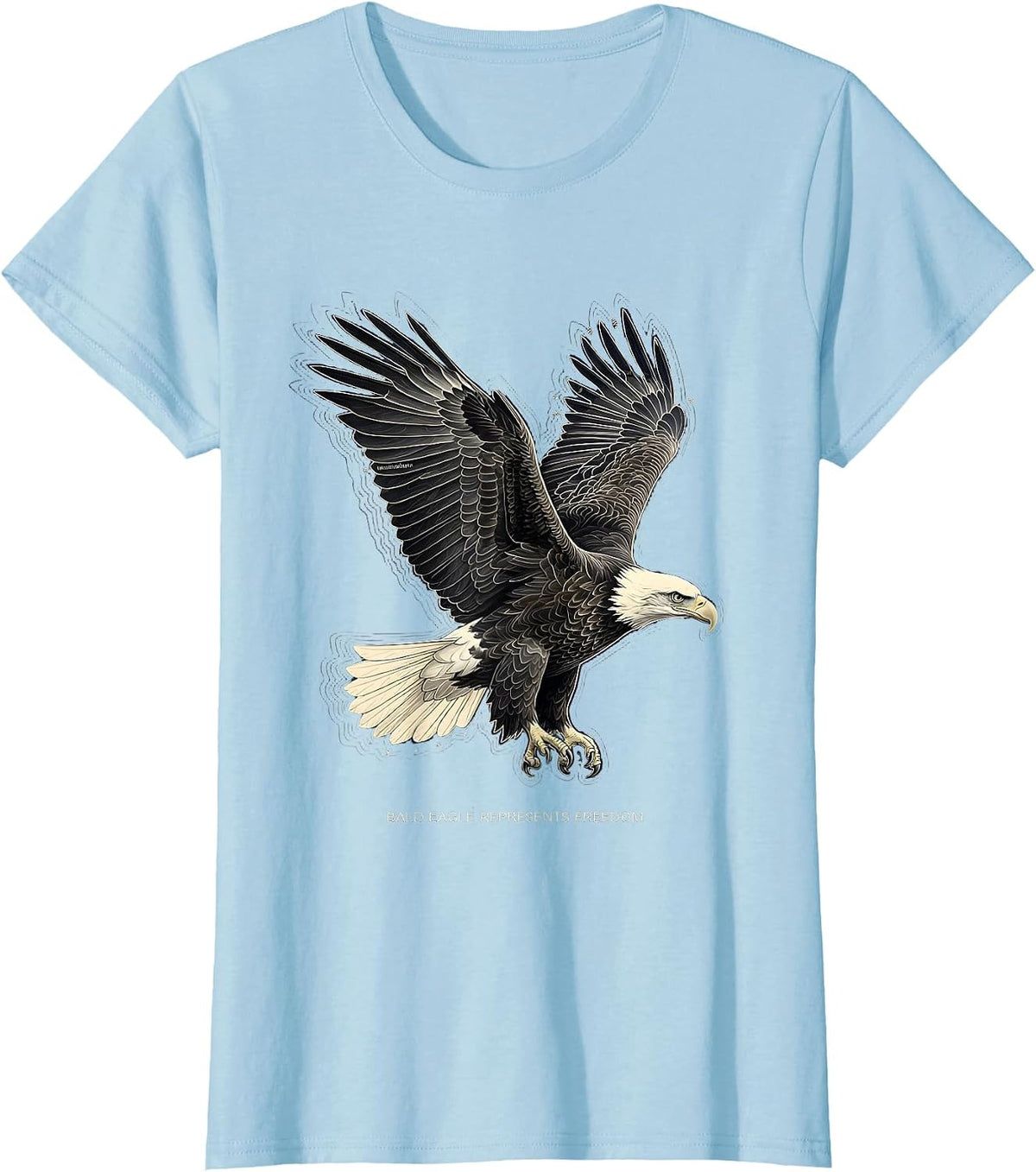 Women's Bald Eagle Represents Freedom Patriotic Wildlife Bird Nature T-Shirt - Baby Blue