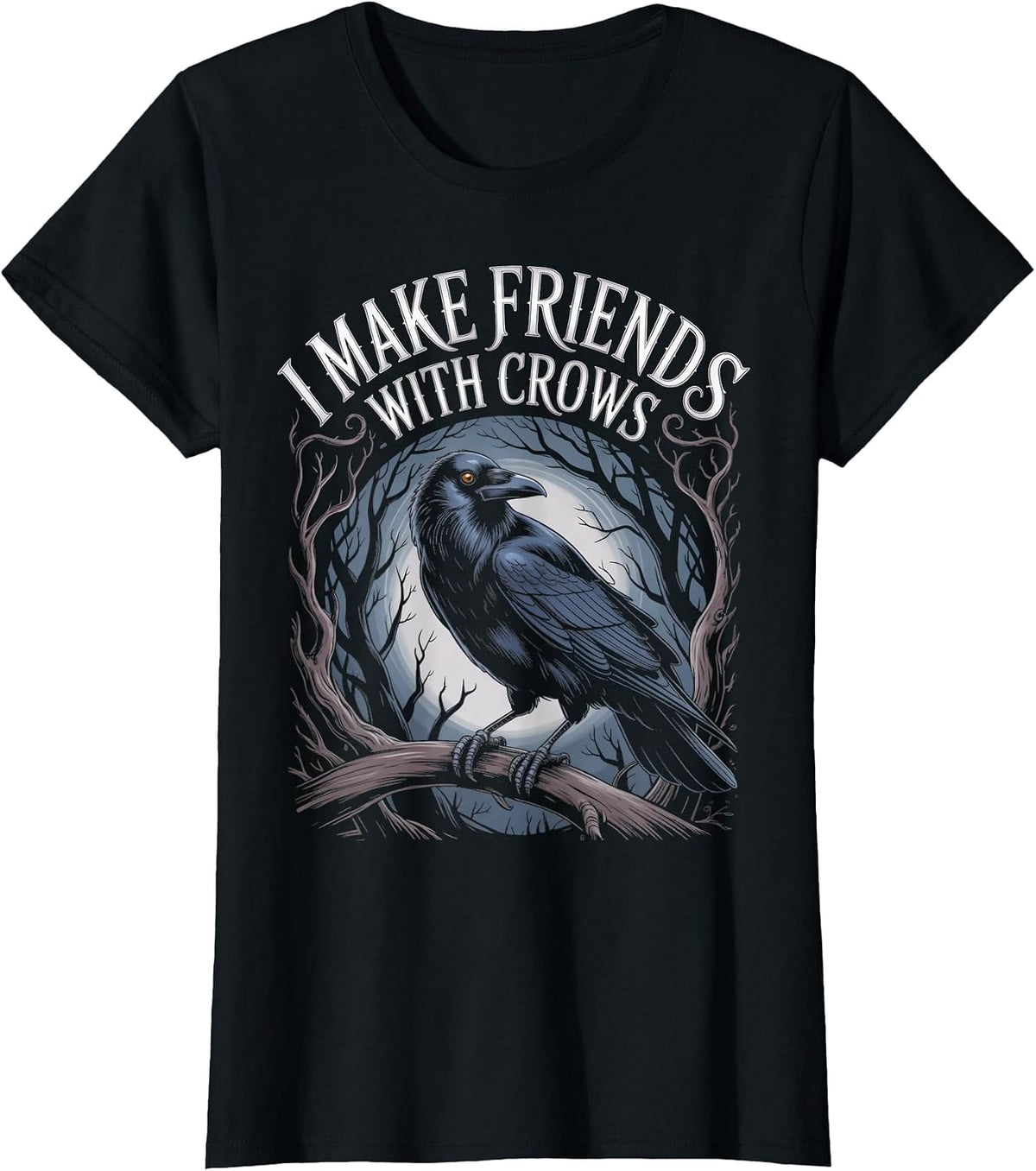 Friends with Crows Animal Gothic Birds Animal Funny Crow T-Shirt - Black