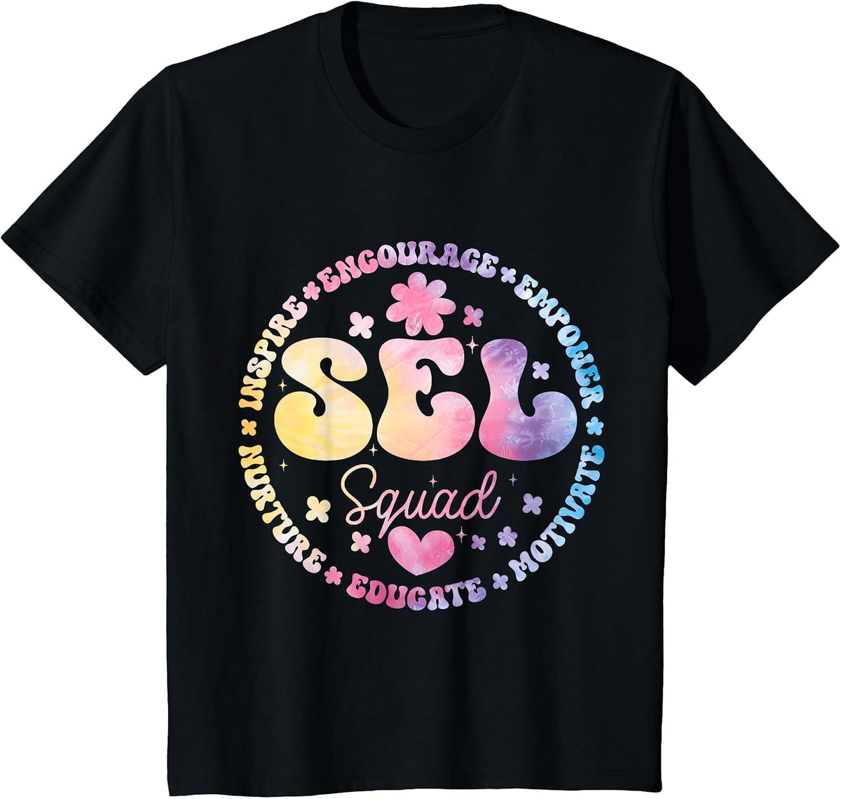 Groovy Social Emotional Learning Teacher SEL Squad T-Shirt - Black