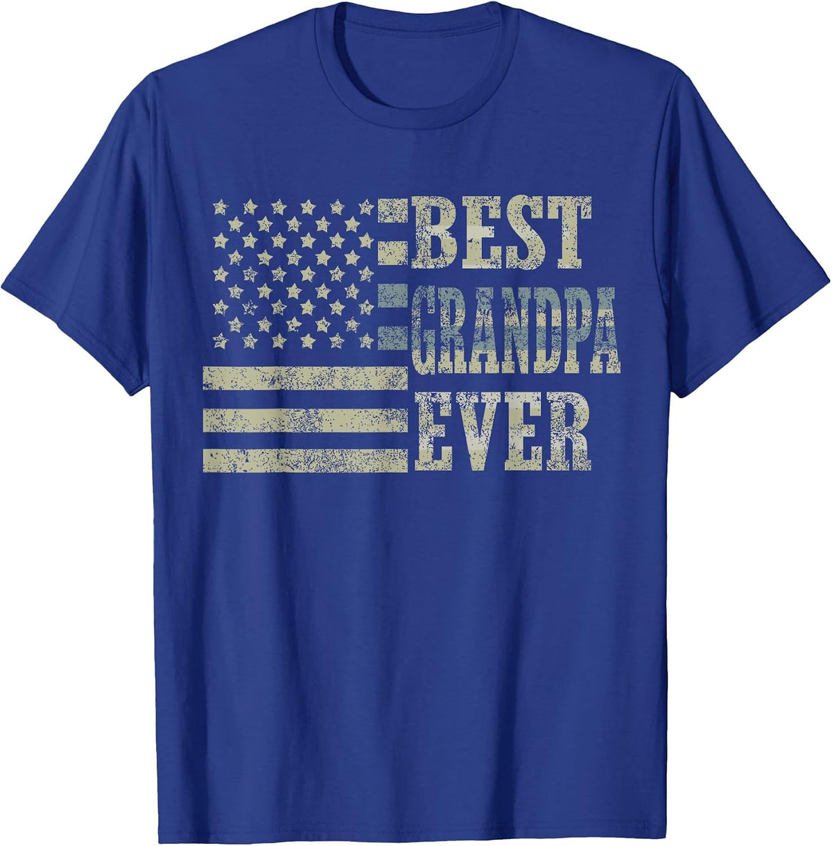 Best Grandpa Ever American Flag USA Flag T-Shirt - Royal Blue