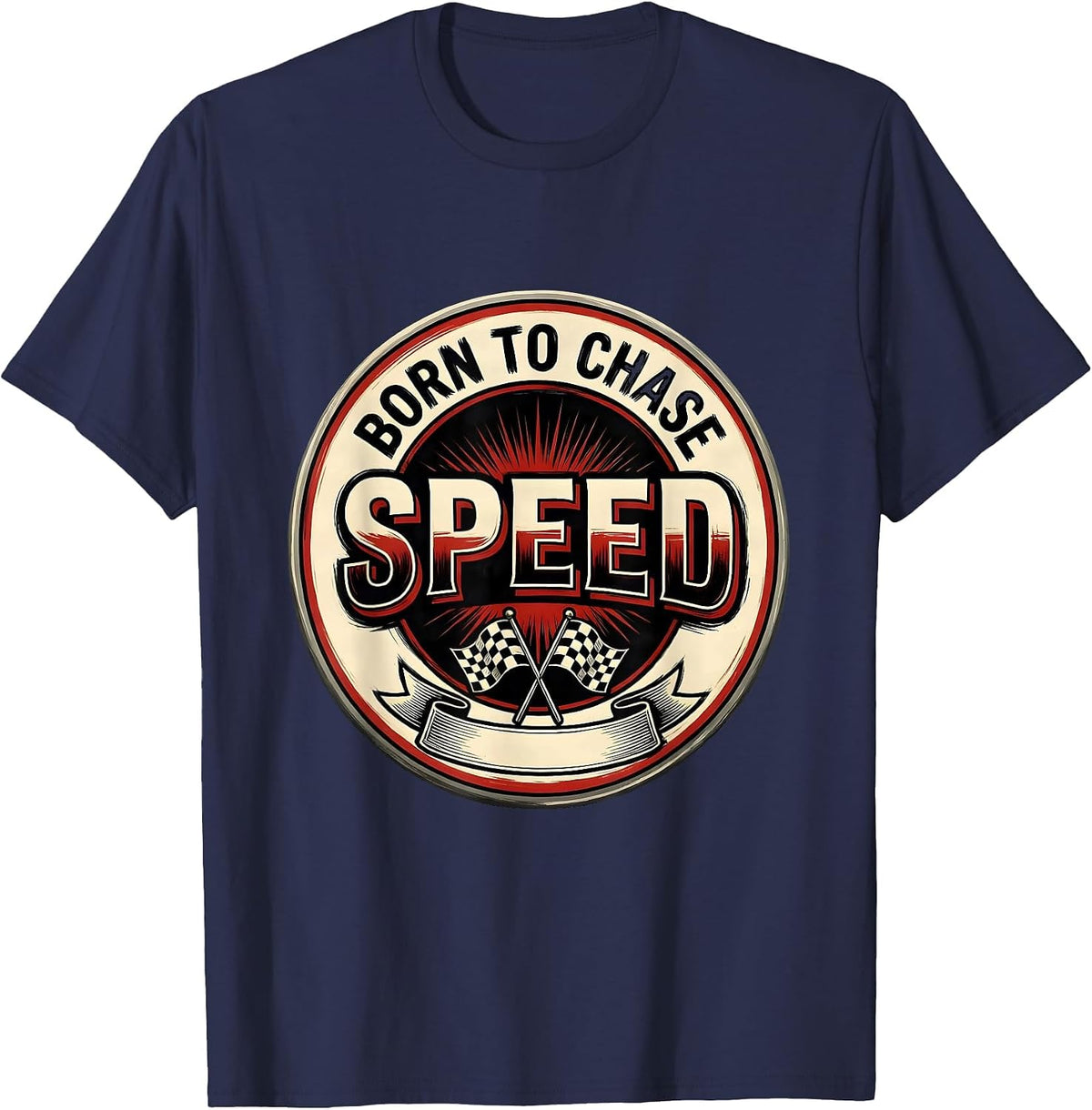 Men's Born to Chase Speed Racing Lifestyle Labor Day T-Shirt - Navy Blue