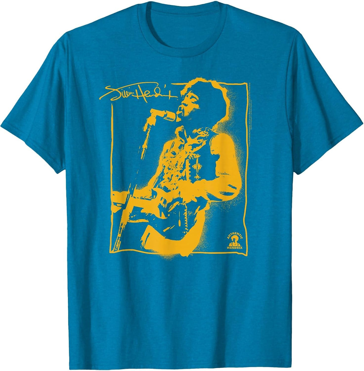 Jimi Hendrix Spray Paint Graffiti Portrait Vintage Band T-Shirt - Sapphire Blue