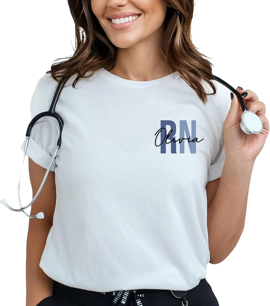 Personalized Nurse Shirt Custom Name Nurse Tshirt Gifts RN Shirt for Nurses Registered Nurse Tshirts for Women Nurse Week