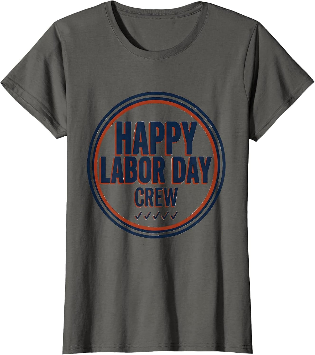 Women's Happy Labor Day Crew Patriotic Americana Family Holiday T-Shirt - Asphalt Grey