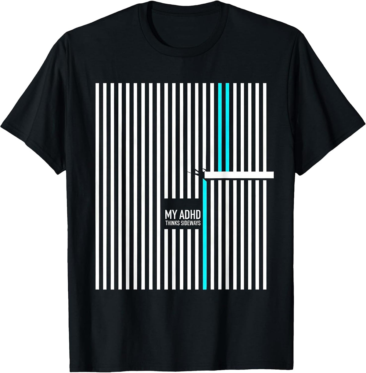 Men's My ADHD Thinks Sideways Funny Neurodivergent ADHD Awareness T-Shirt - Black