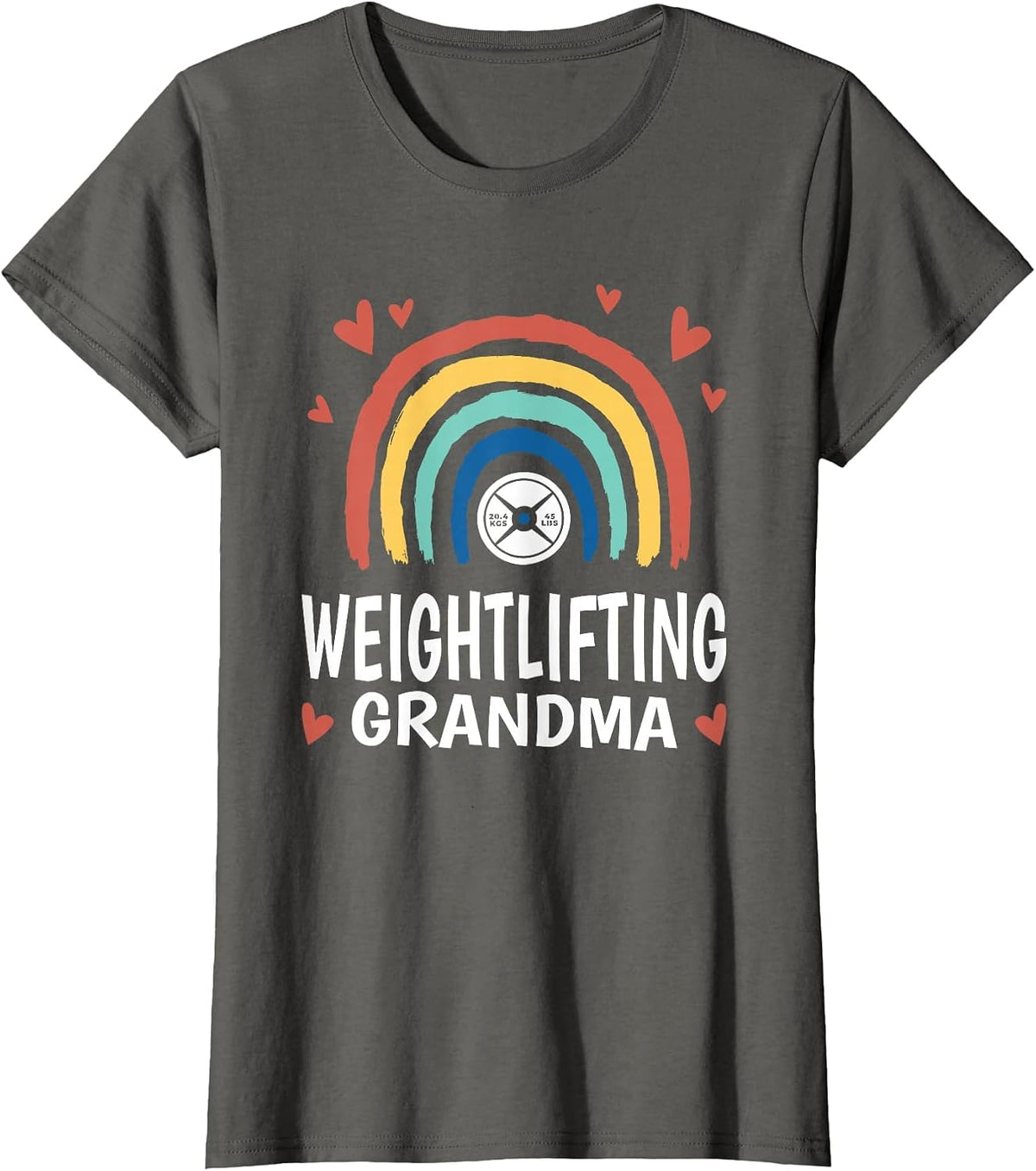 Leopard Rainbow Weightlifter Family Weightlifting Grandma T-Shirt - Asphalt Grey