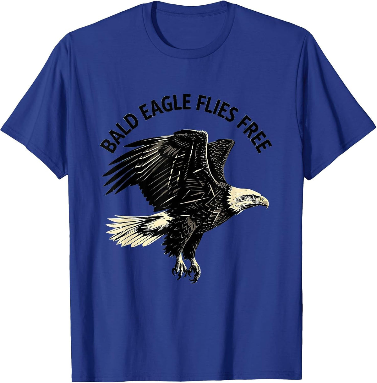 Men's Bald Eagle Flies Free Patriotic Wildlife Bird Nature Design T-Shirt - Royal Blue