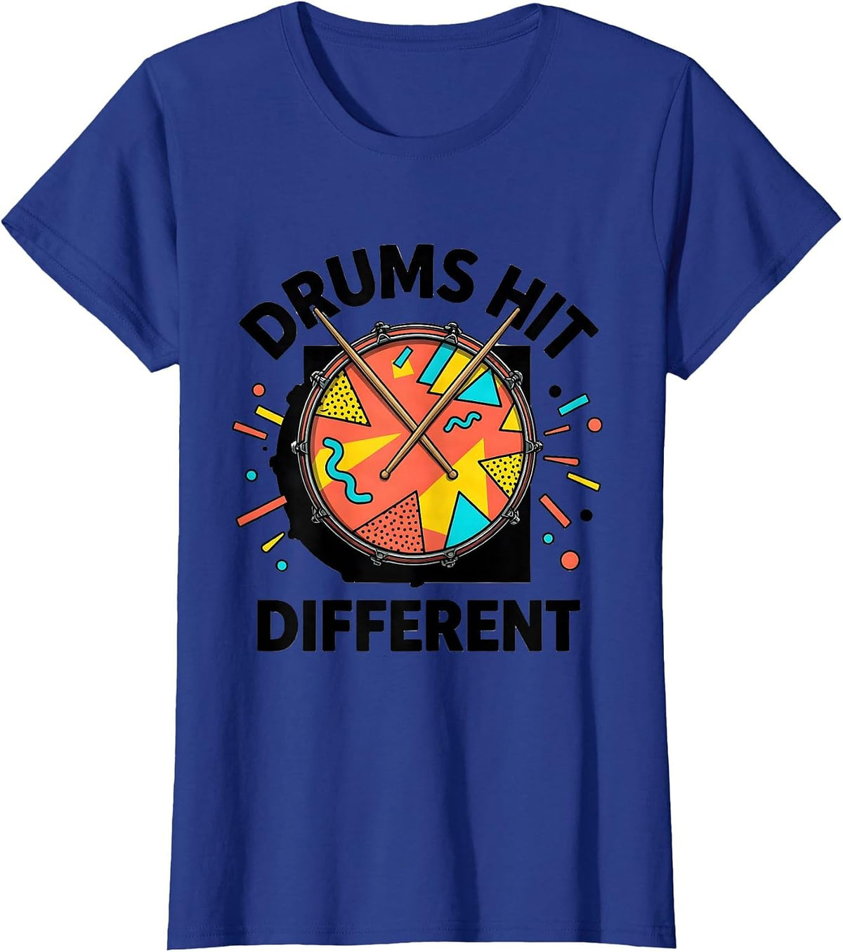Women's Drums Hit Different Band Music Graphic Design T-Shirt - Royal Blue